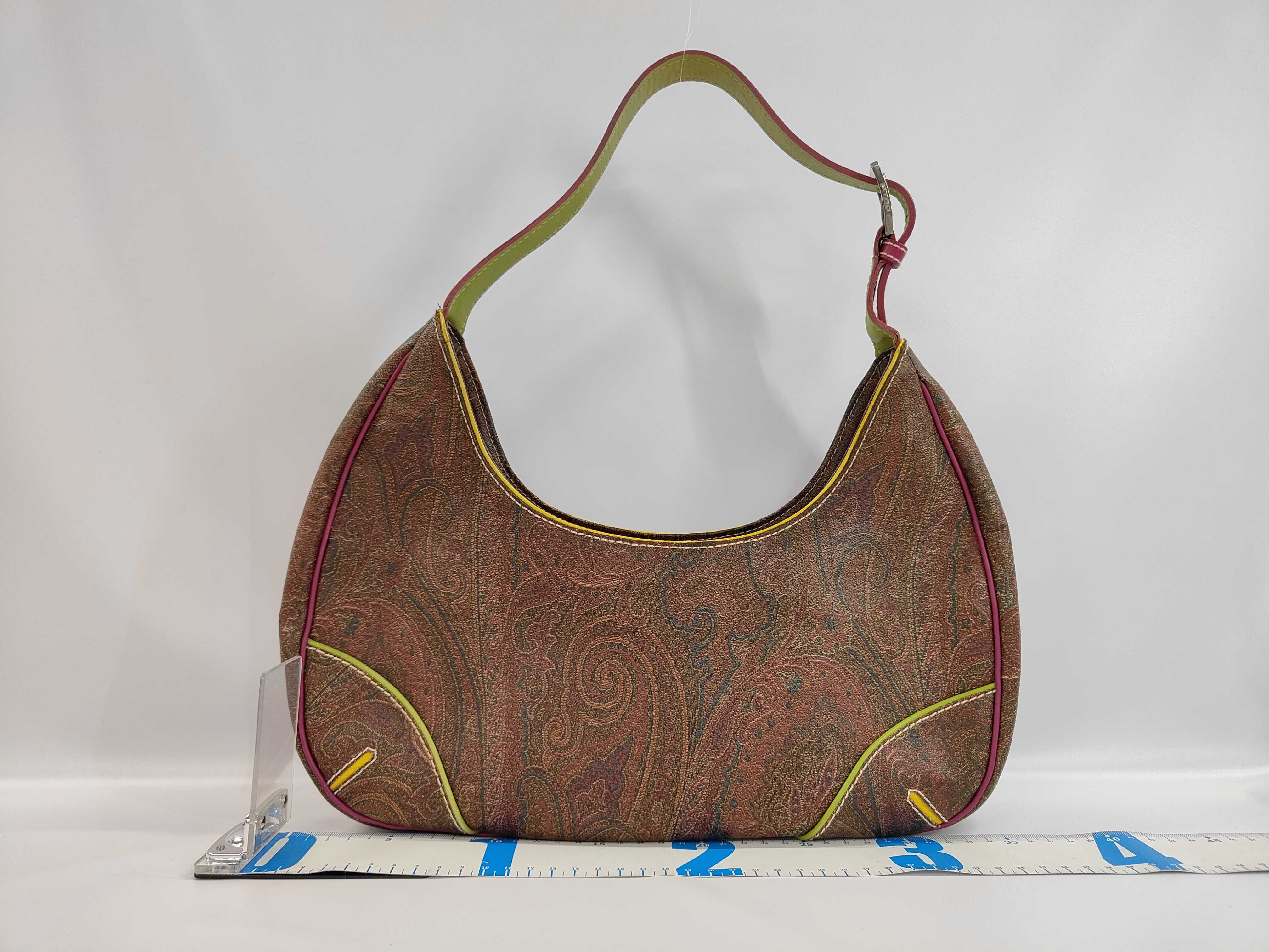 Etro Embroidered Paisley Coated Canvas and Leather Hobo Shoulder Bag