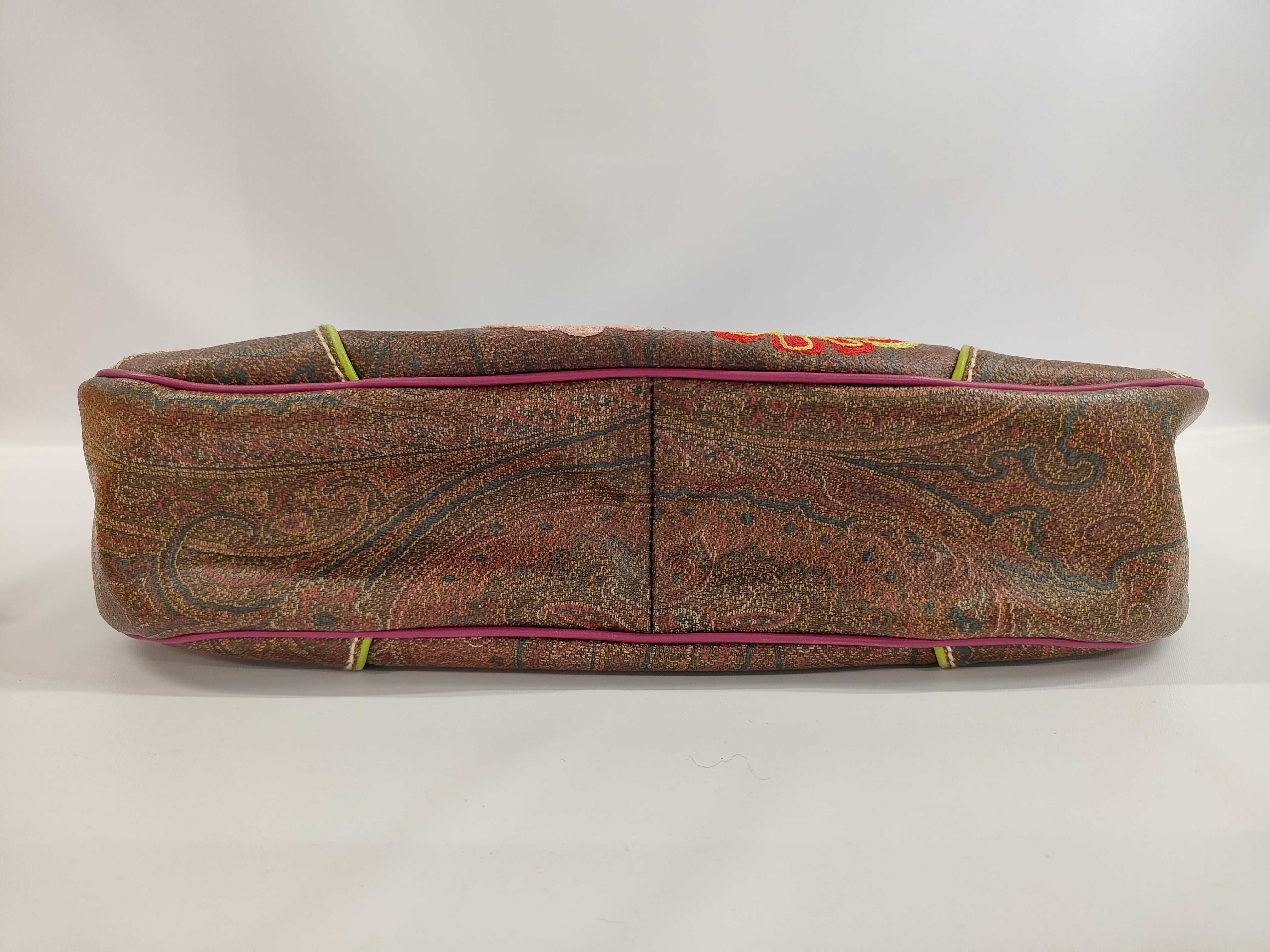 Etro Embroidered Paisley Coated Canvas and Leather Hobo Shoulder Bag
