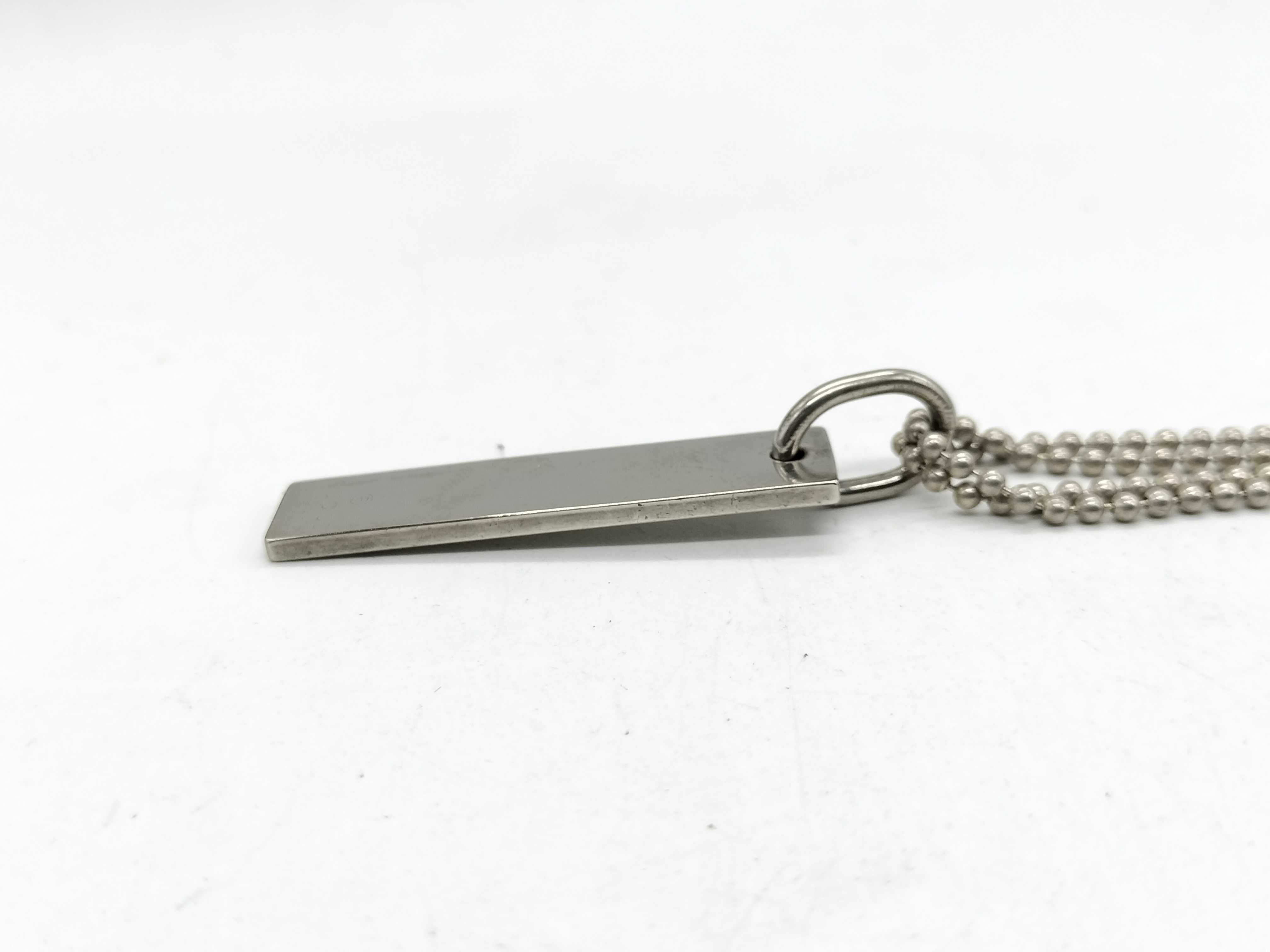 Gucci Sterling Silver Double Strand Ball Chain Plate Pendant Necklace