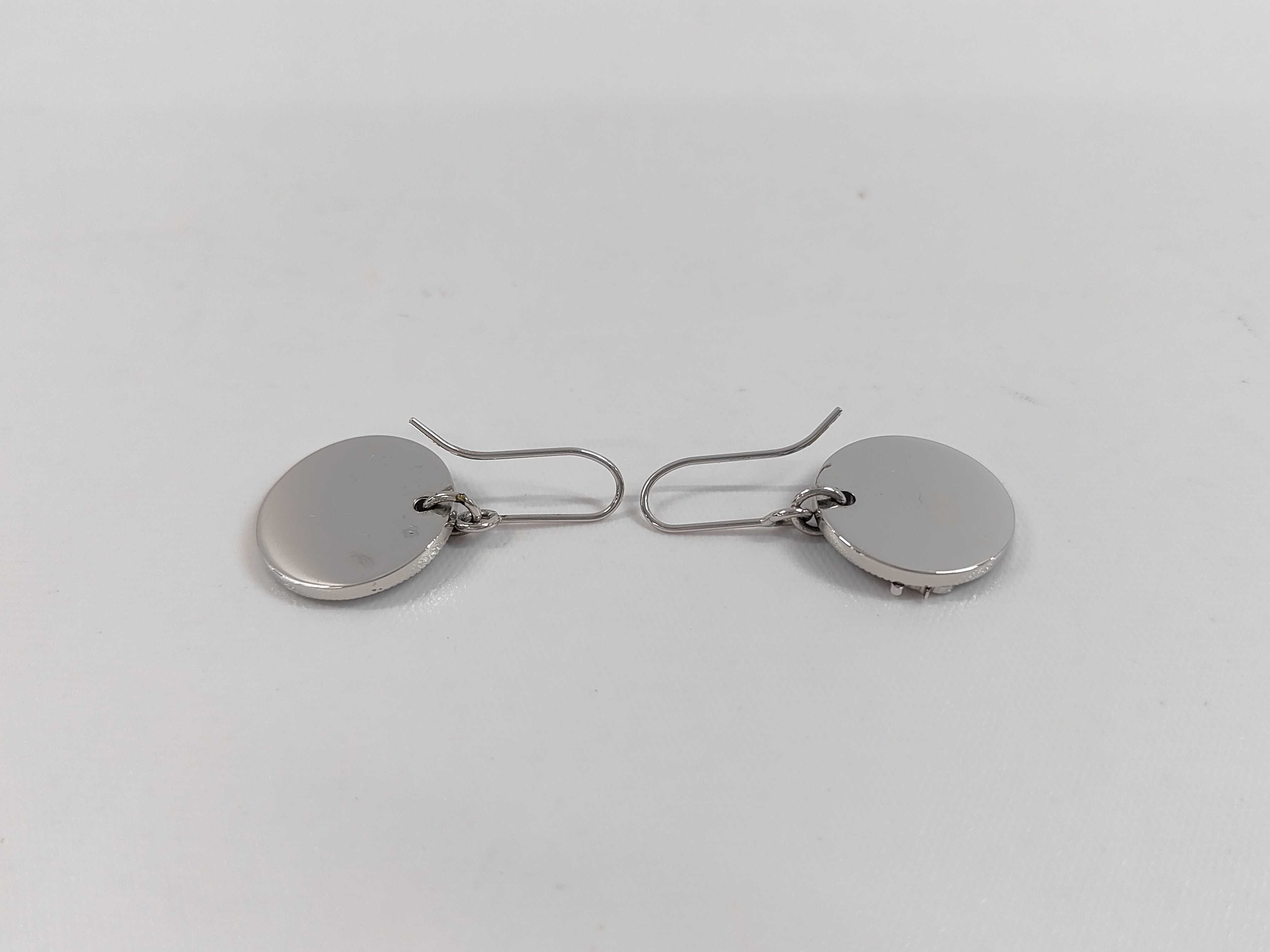 A Pair of Christian Dior Silver-Tone Crystal Pave Logo Drop Earrings