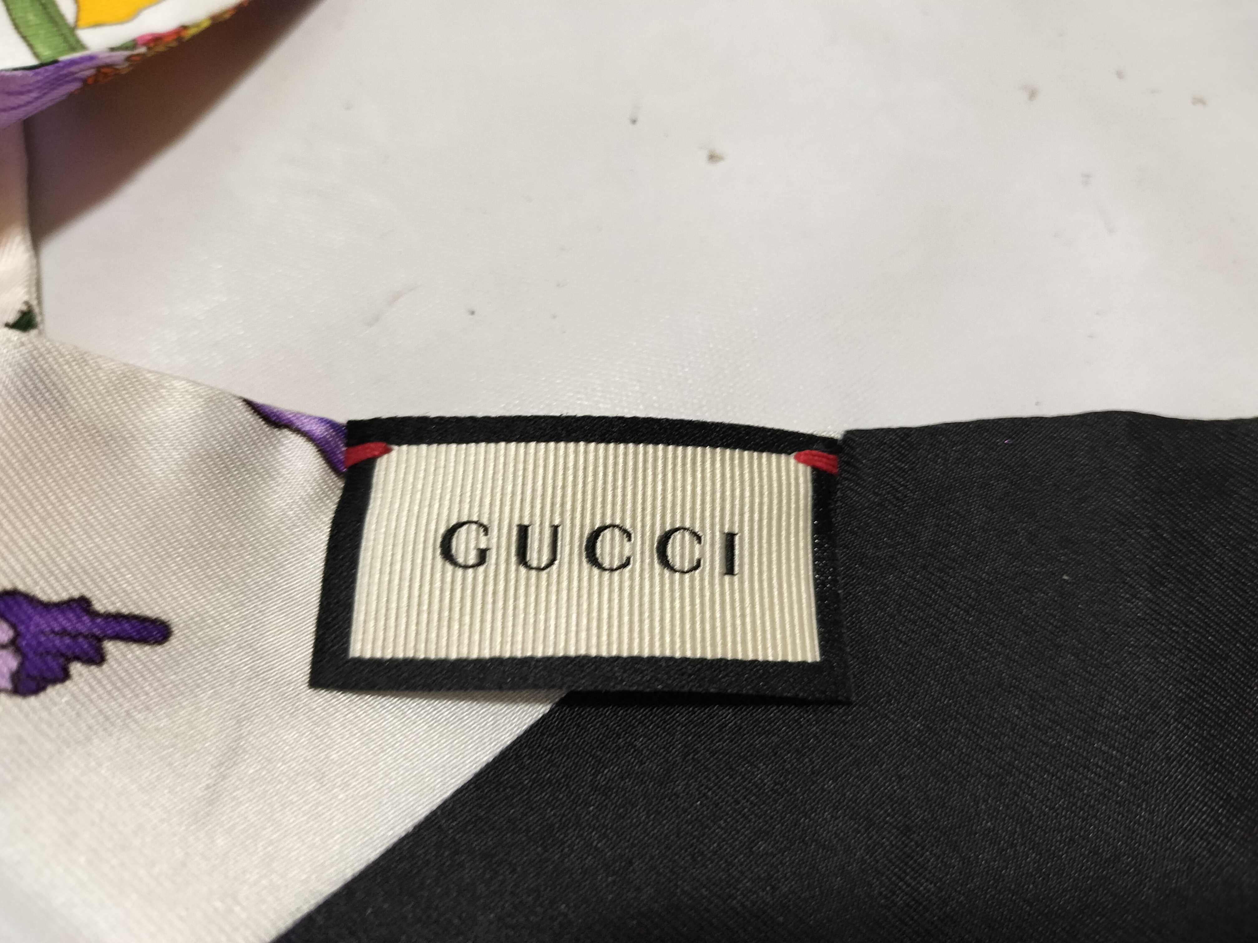 Gucci Flora Print Silk Twill Skinny Scarf with Presentation Box