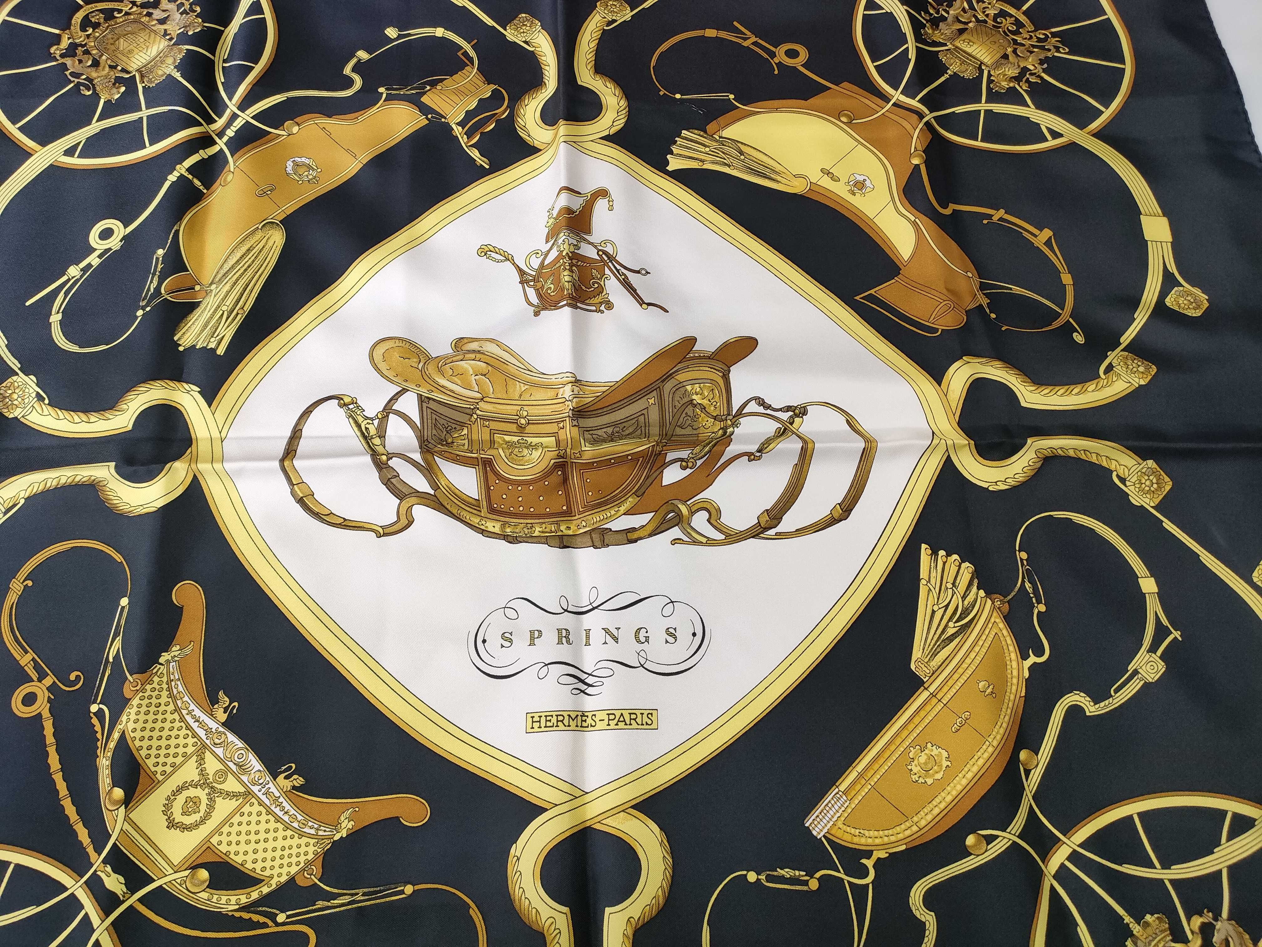 Hermès Springs Silk Scarf in Black and Gold