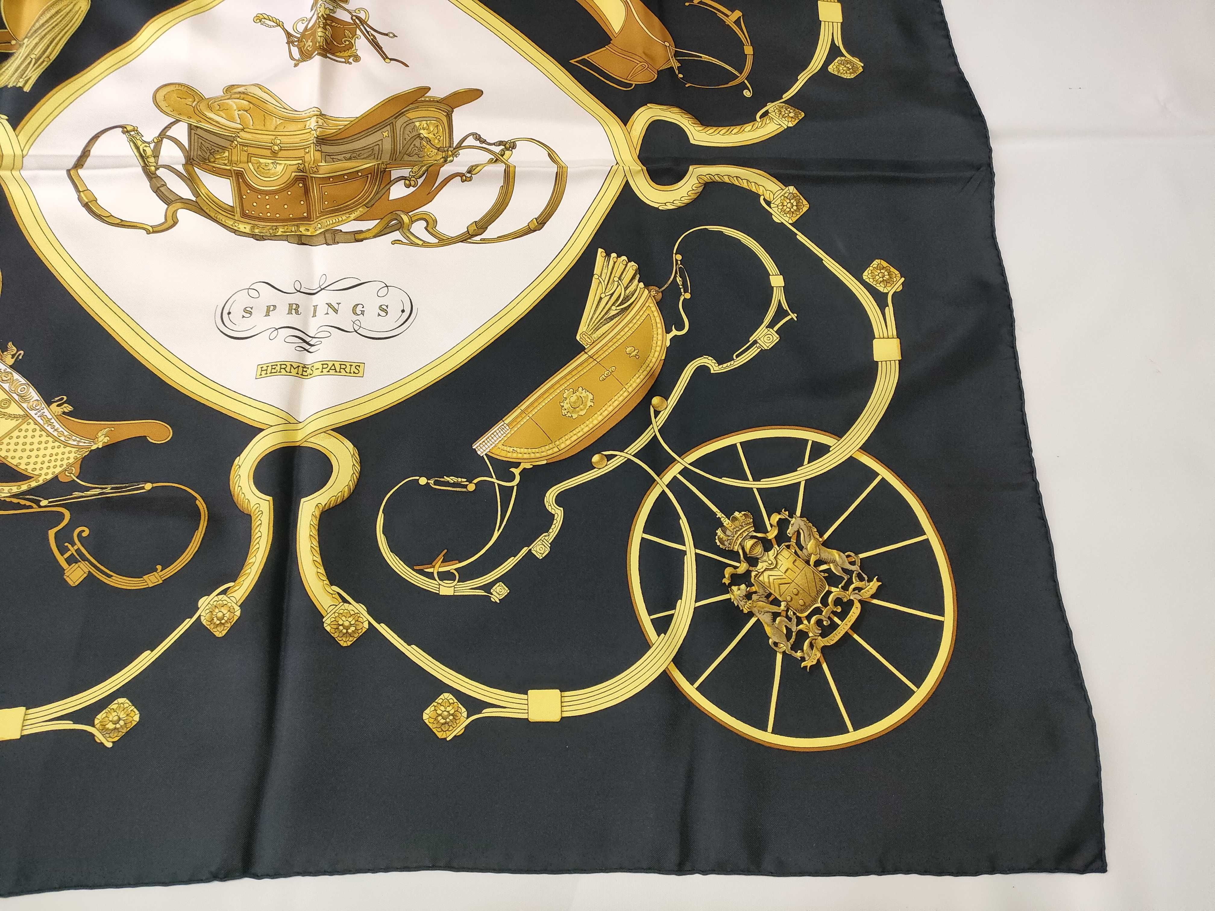 Hermès Springs Silk Scarf in Black and Gold