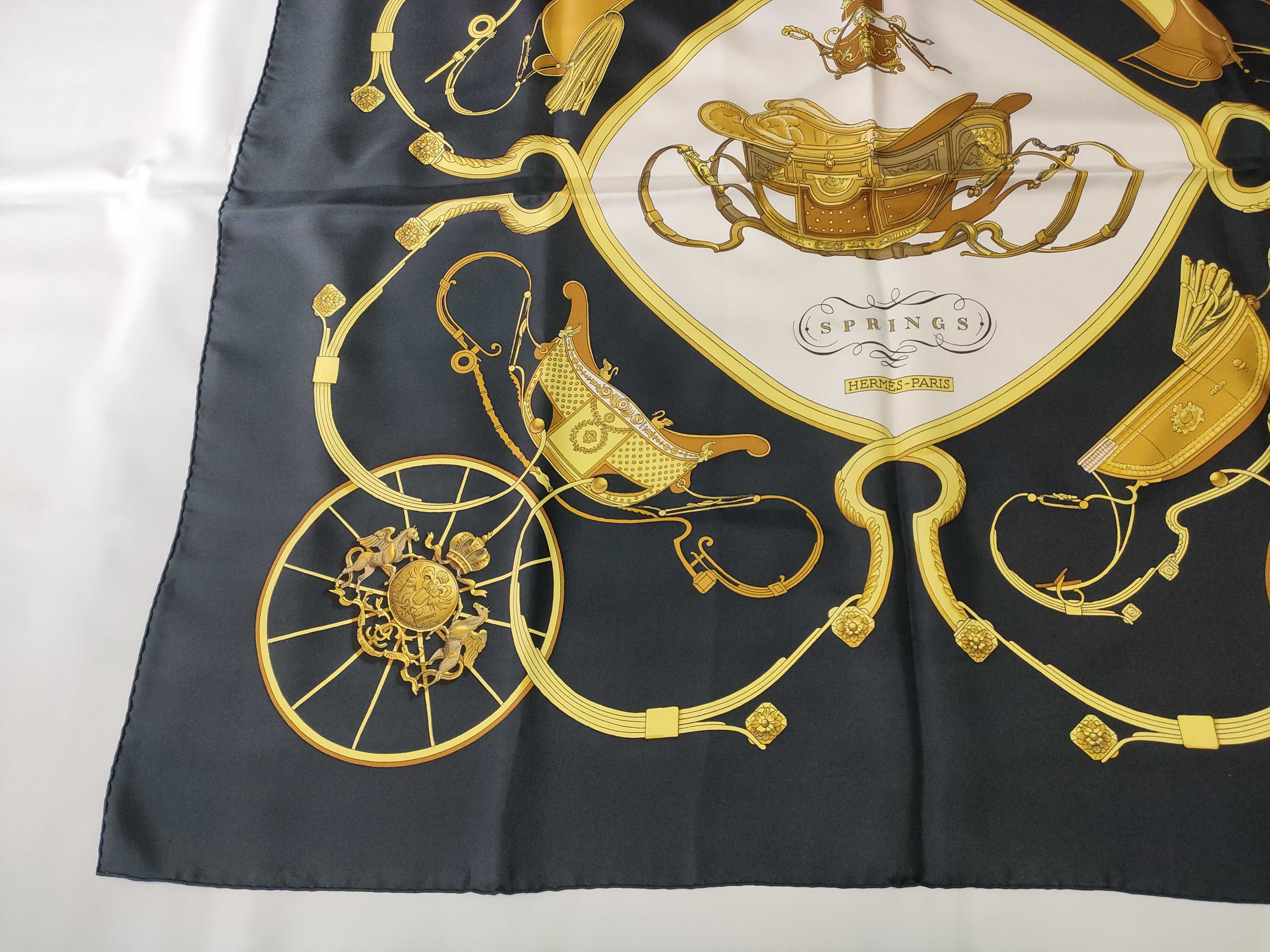 Hermès Springs Silk Scarf in Black and Gold