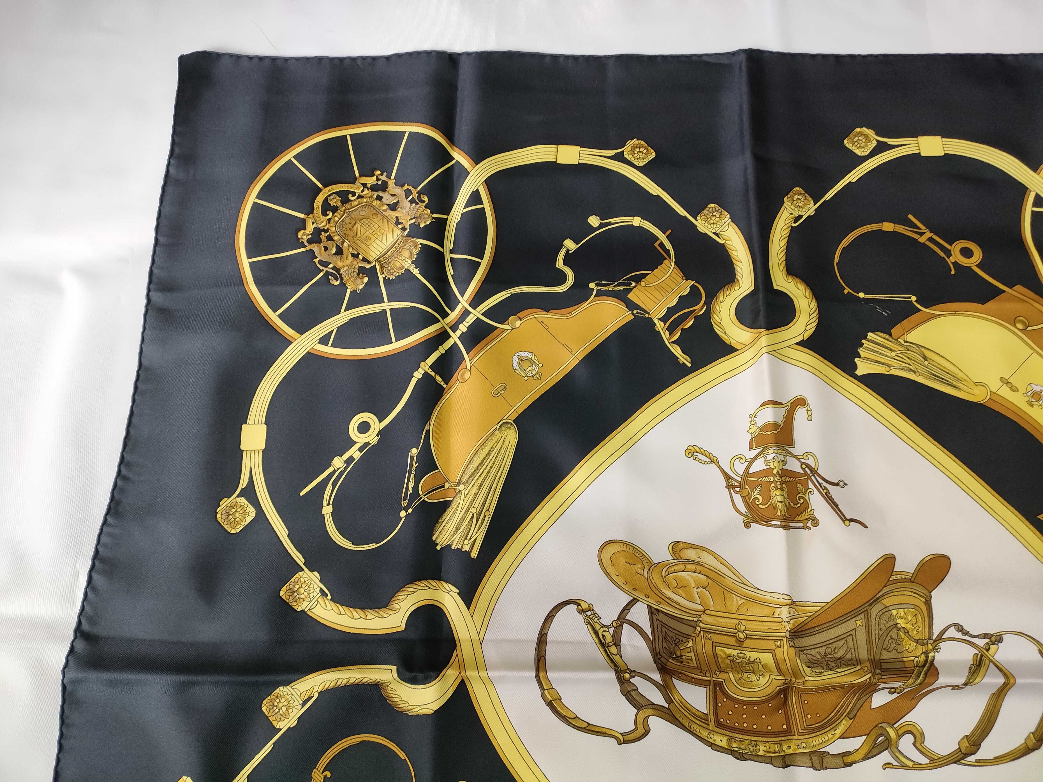 Hermès Springs Silk Scarf in Black and Gold