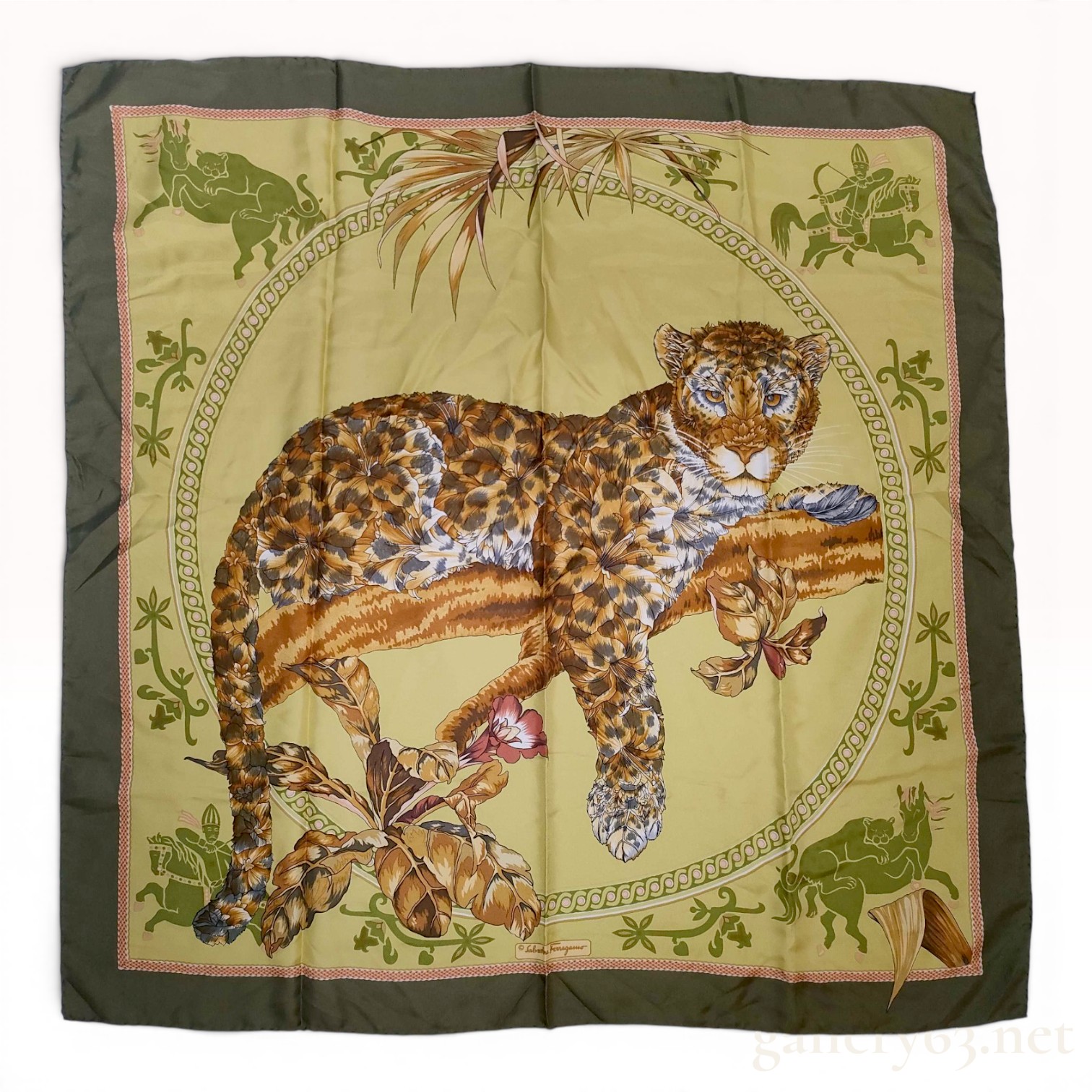 Salvatore Ferragamo Big Cat Motif Silk Scarf