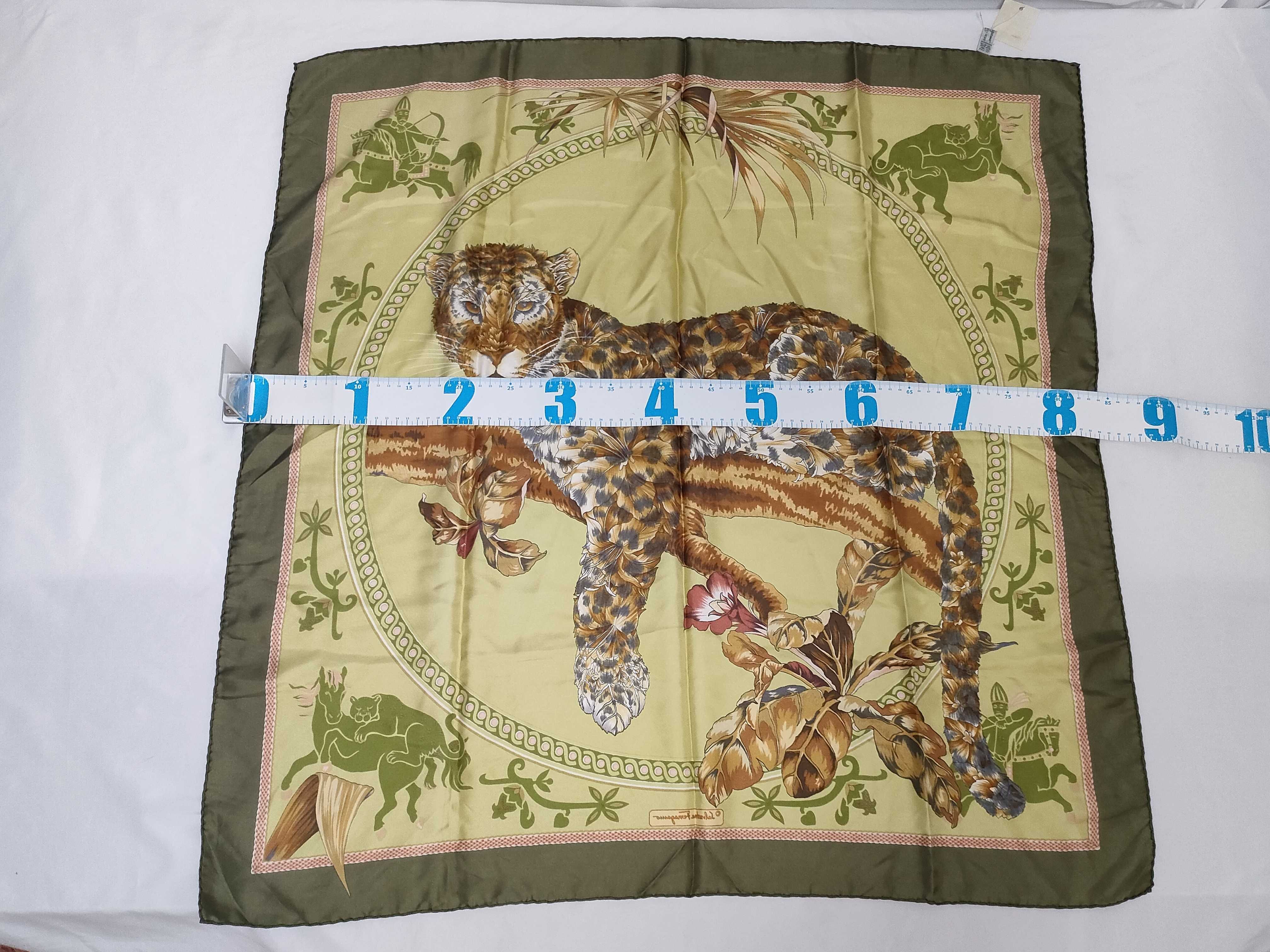 Salvatore Ferragamo Big Cat Motif Silk Scarf