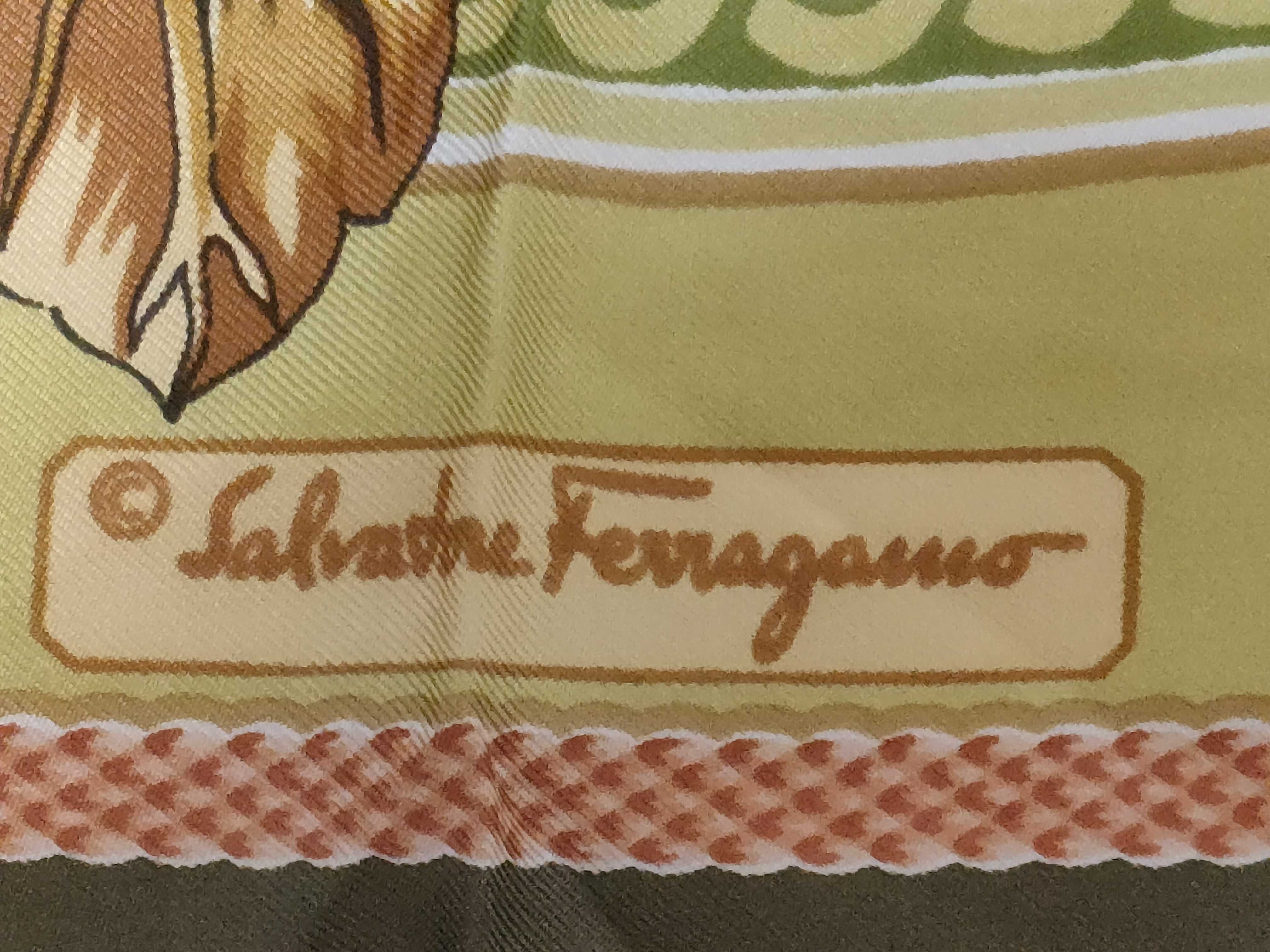 Salvatore Ferragamo Big Cat Motif Silk Scarf