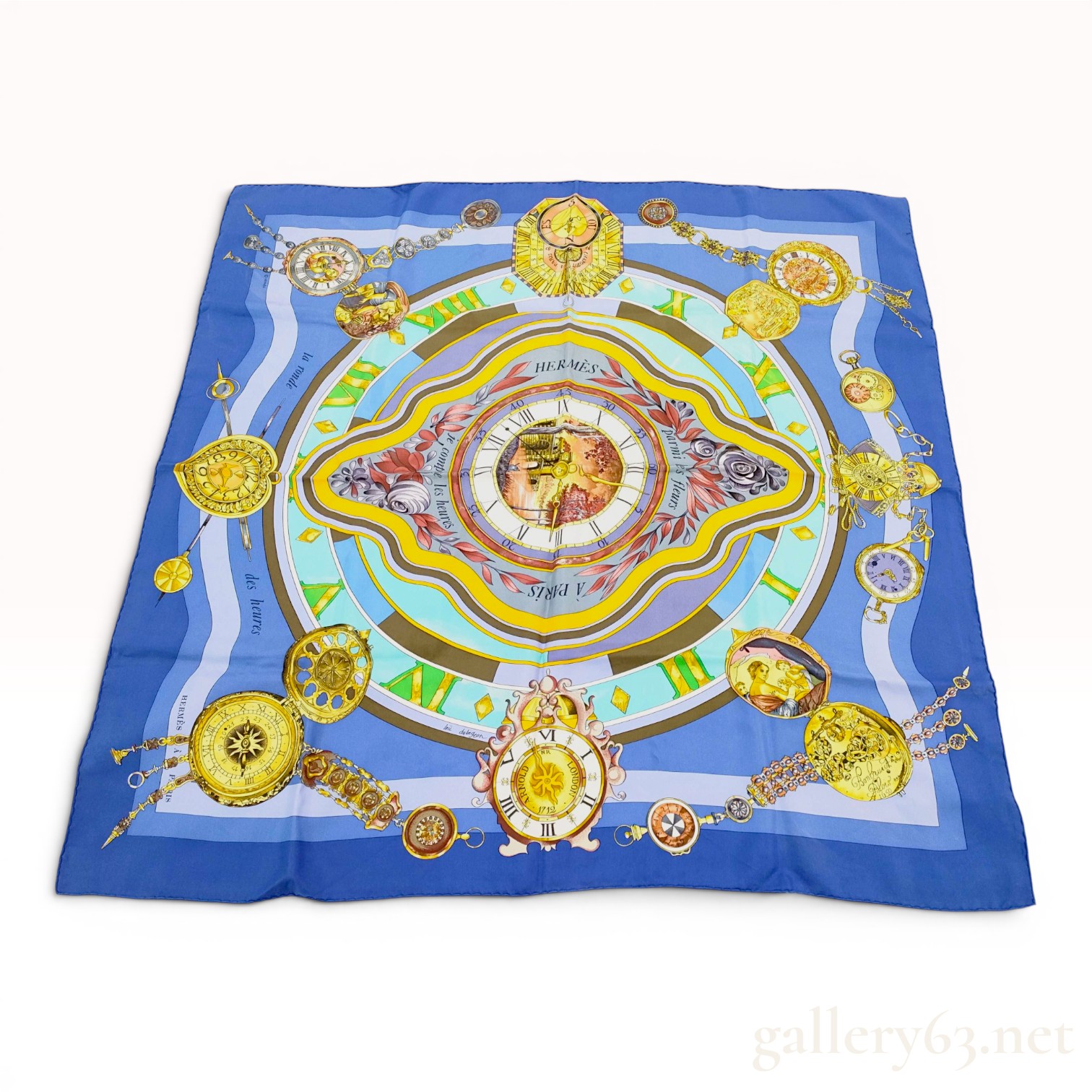 Hermès La Ronde des Heures Silk Scarf by Loic Dubigeon