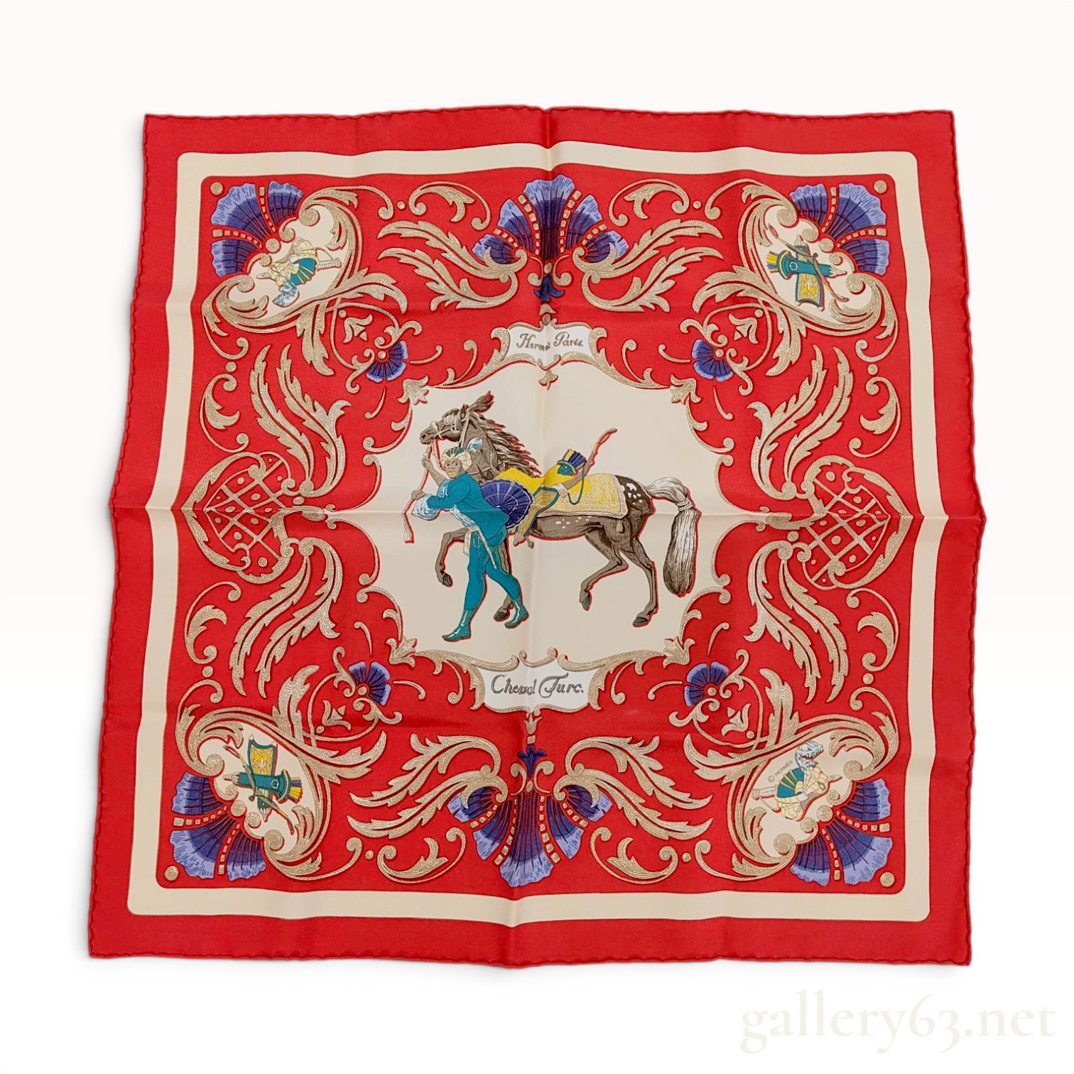 Hermès Cheval Turc Silk Gavroche Pocket Square