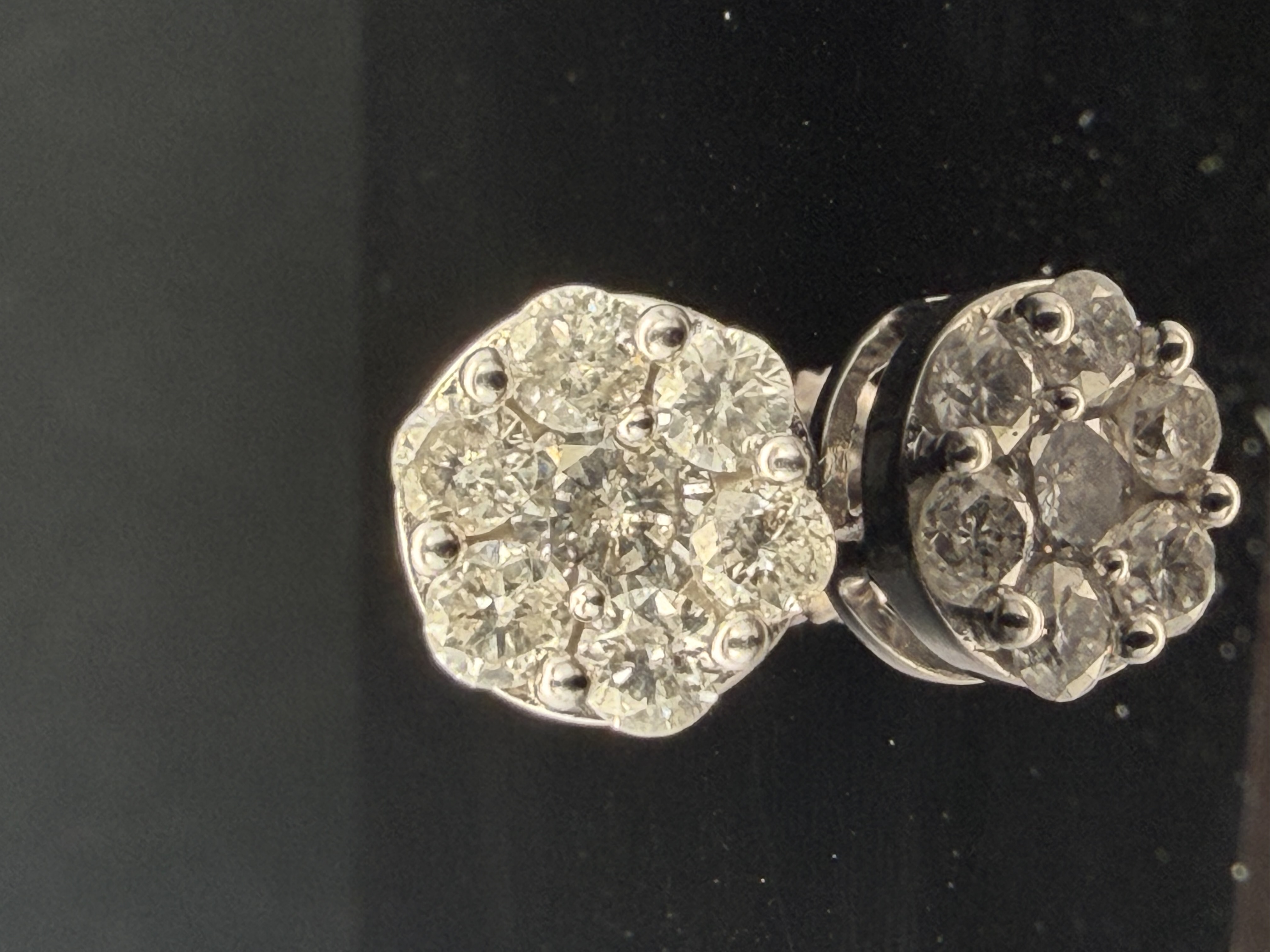 14K White Gold Natural Diamond Kentucky Cluster Earring