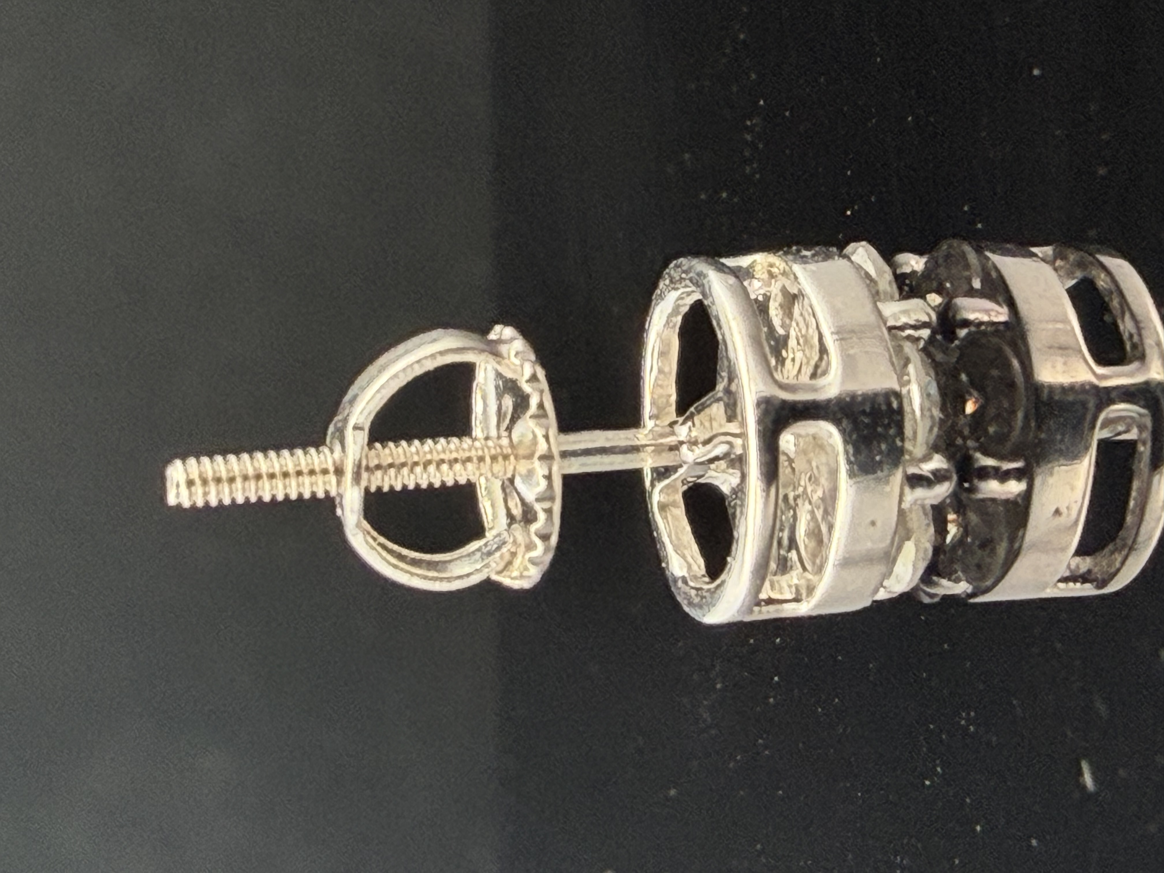 14K White Gold Natural Diamond Kentucky Cluster Earring