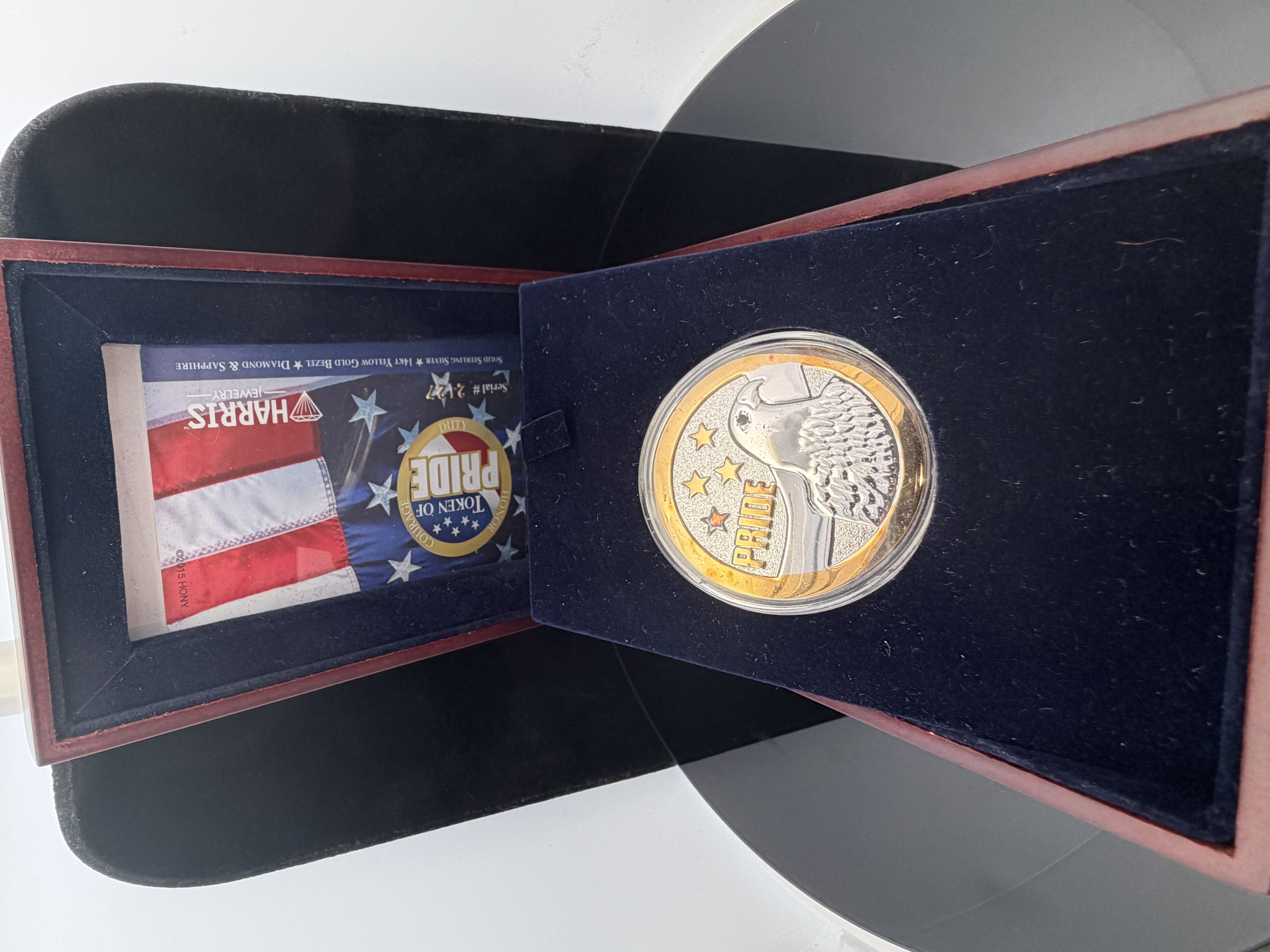 Sterling Silver 14K Gold Sapphire Eagle