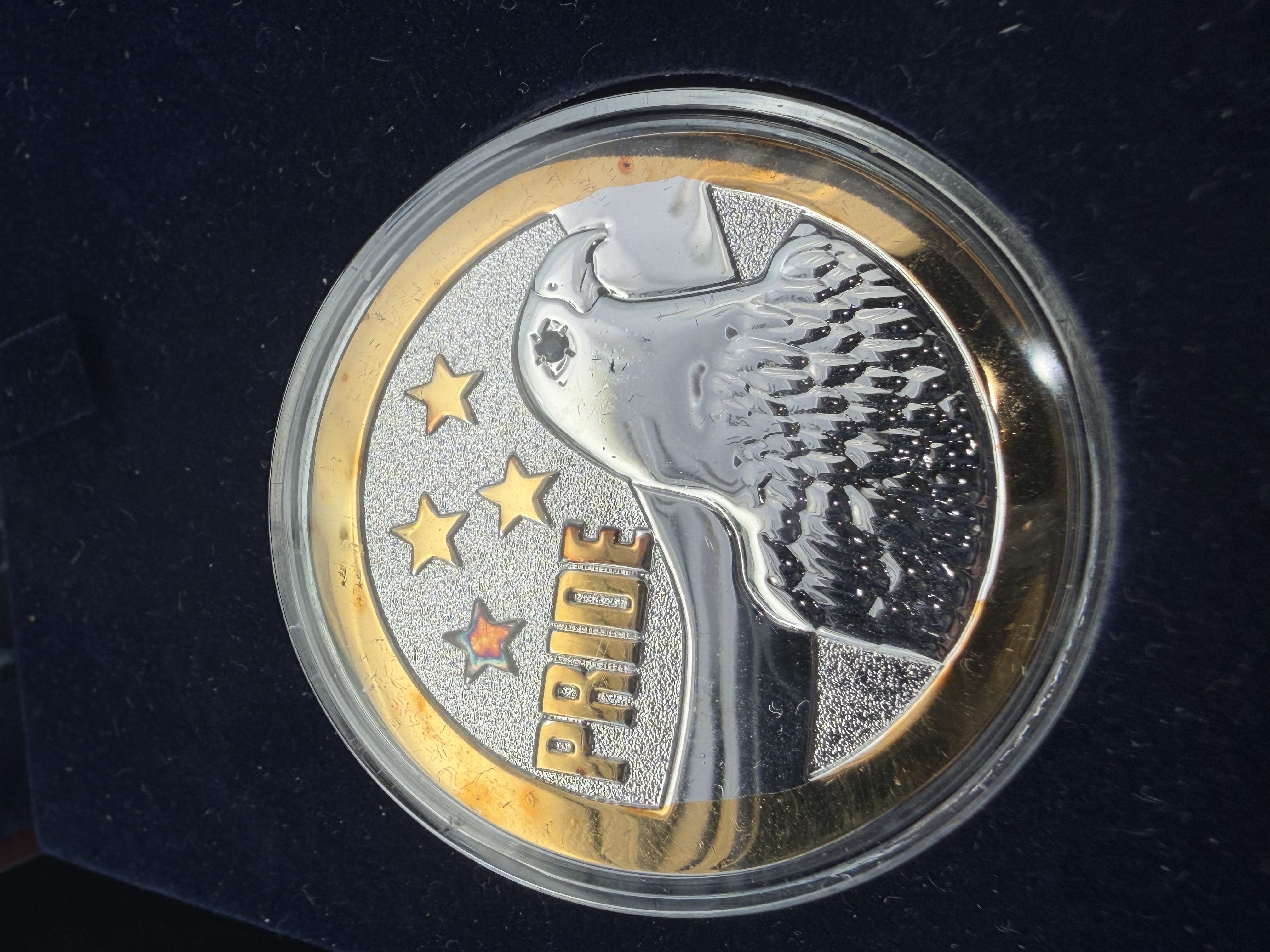 Sterling Silver 14K Gold Sapphire Eagle