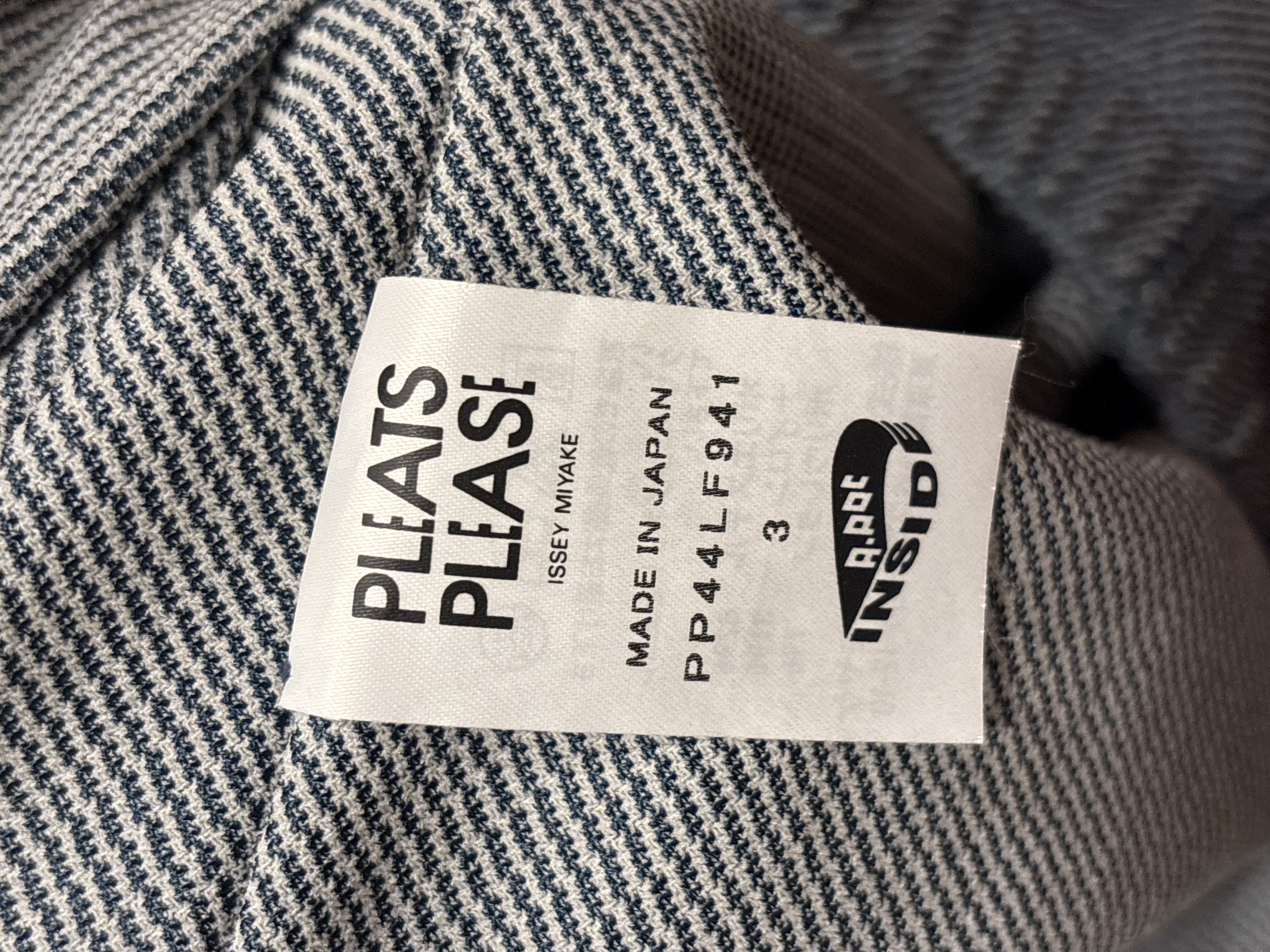 Pleats Please Issey Miyake A-POC Inside Blue Striped Pleated Trousers