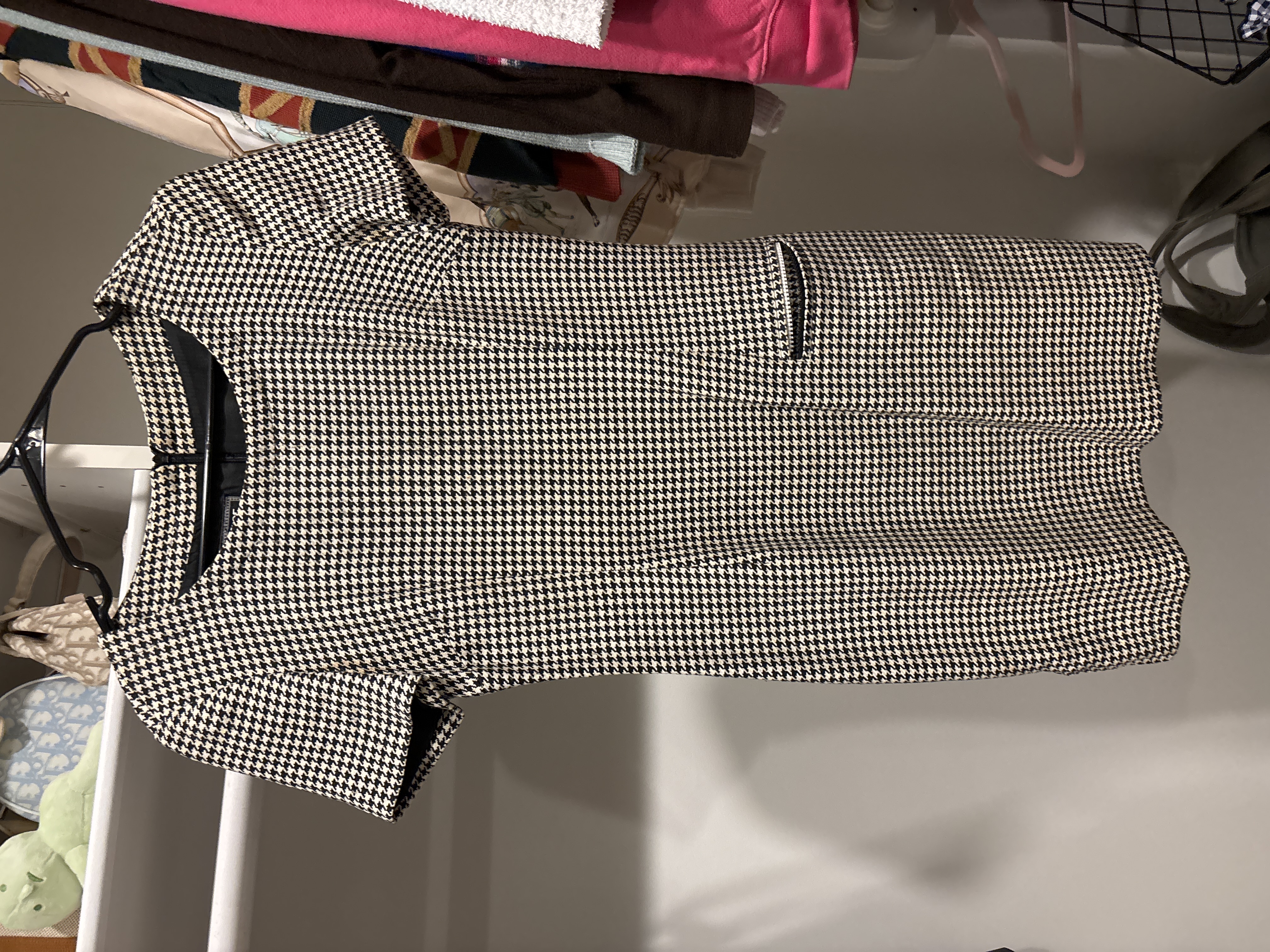 Versace Jeans Couture Houndstooth Short Sleeved Shift Dress