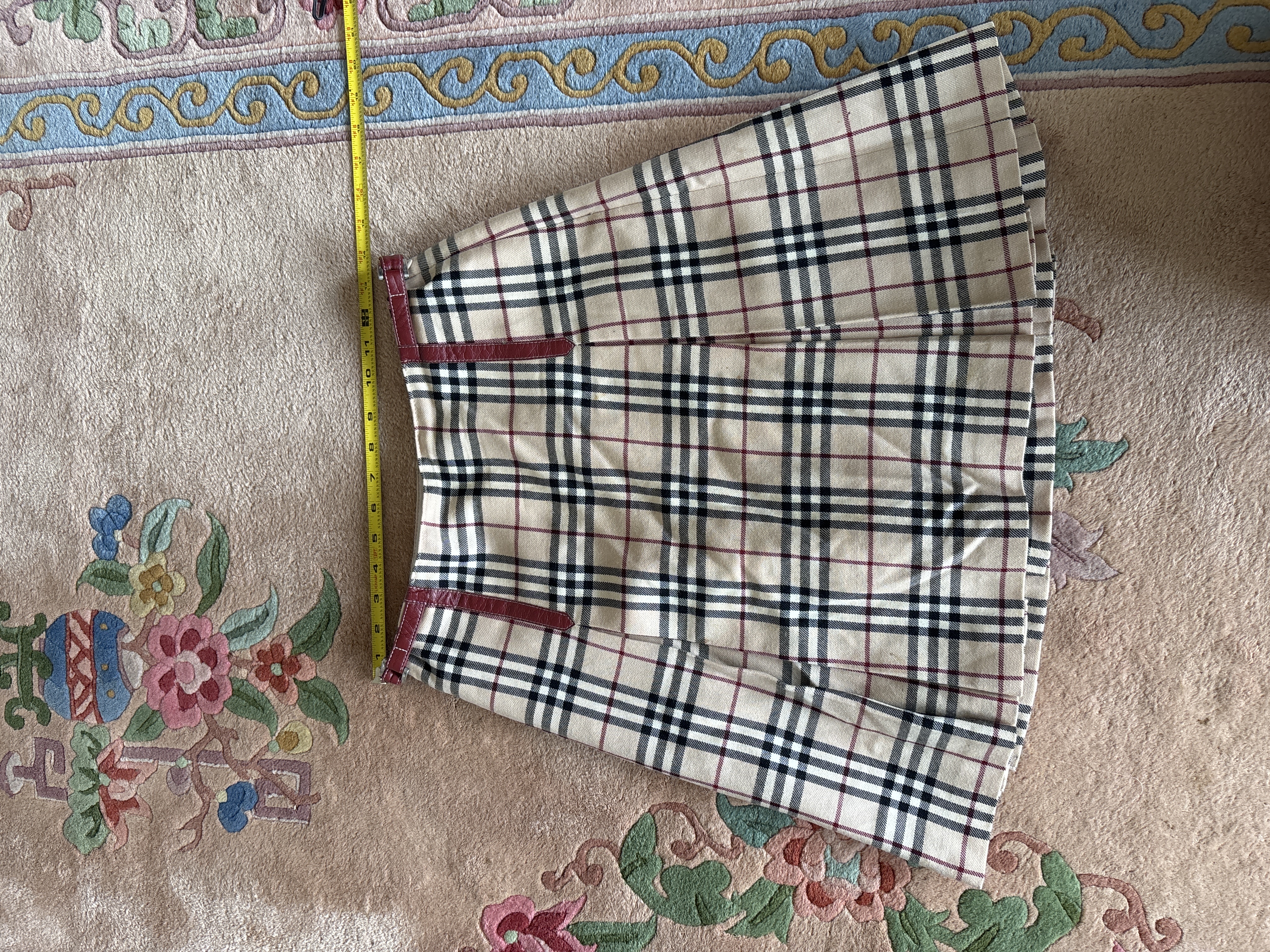 Burberry London Blue Label Nova Check Wool Pleated Mini Skirt