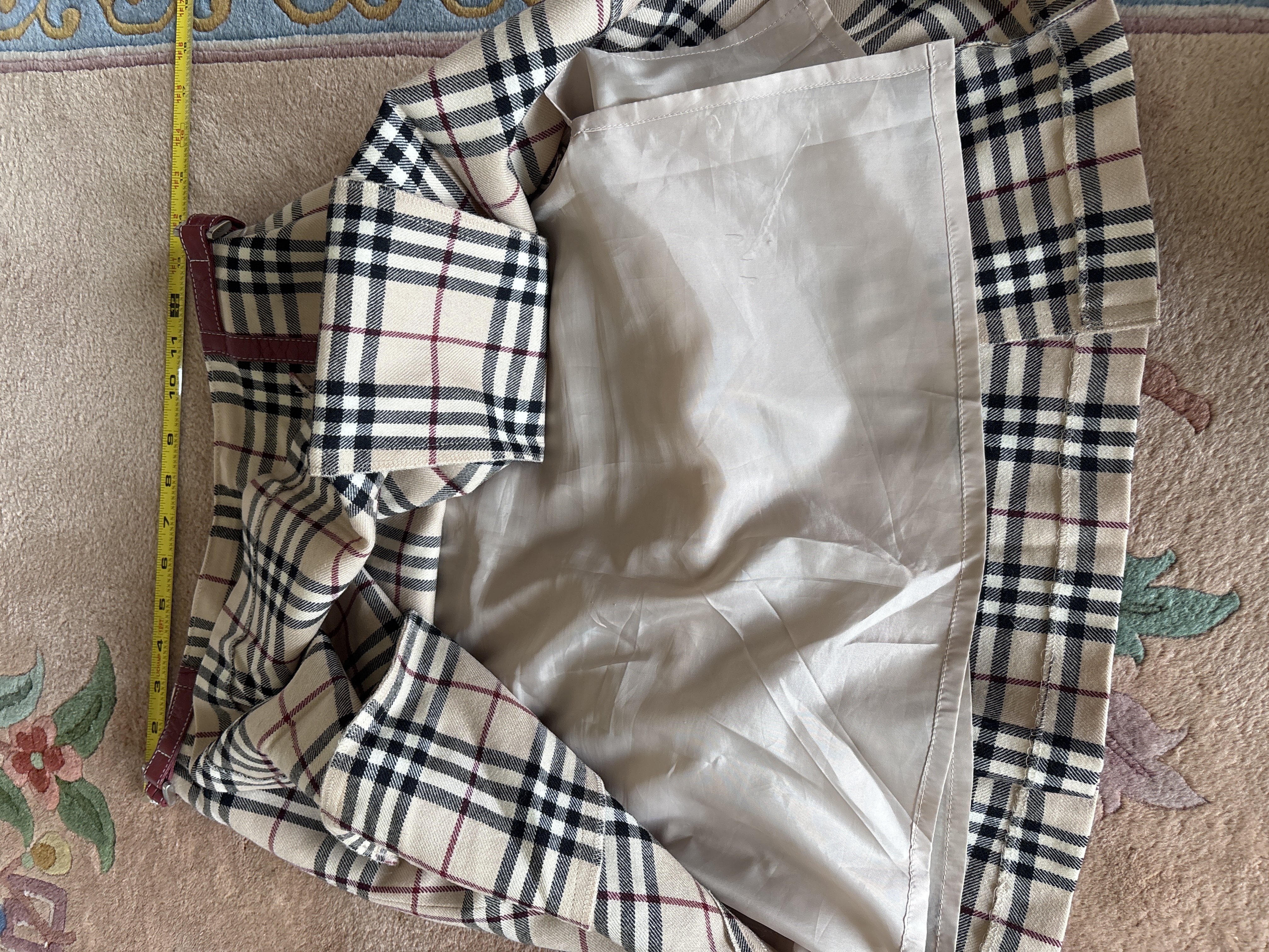 Burberry London Blue Label Nova Check Wool Pleated Mini Skirt