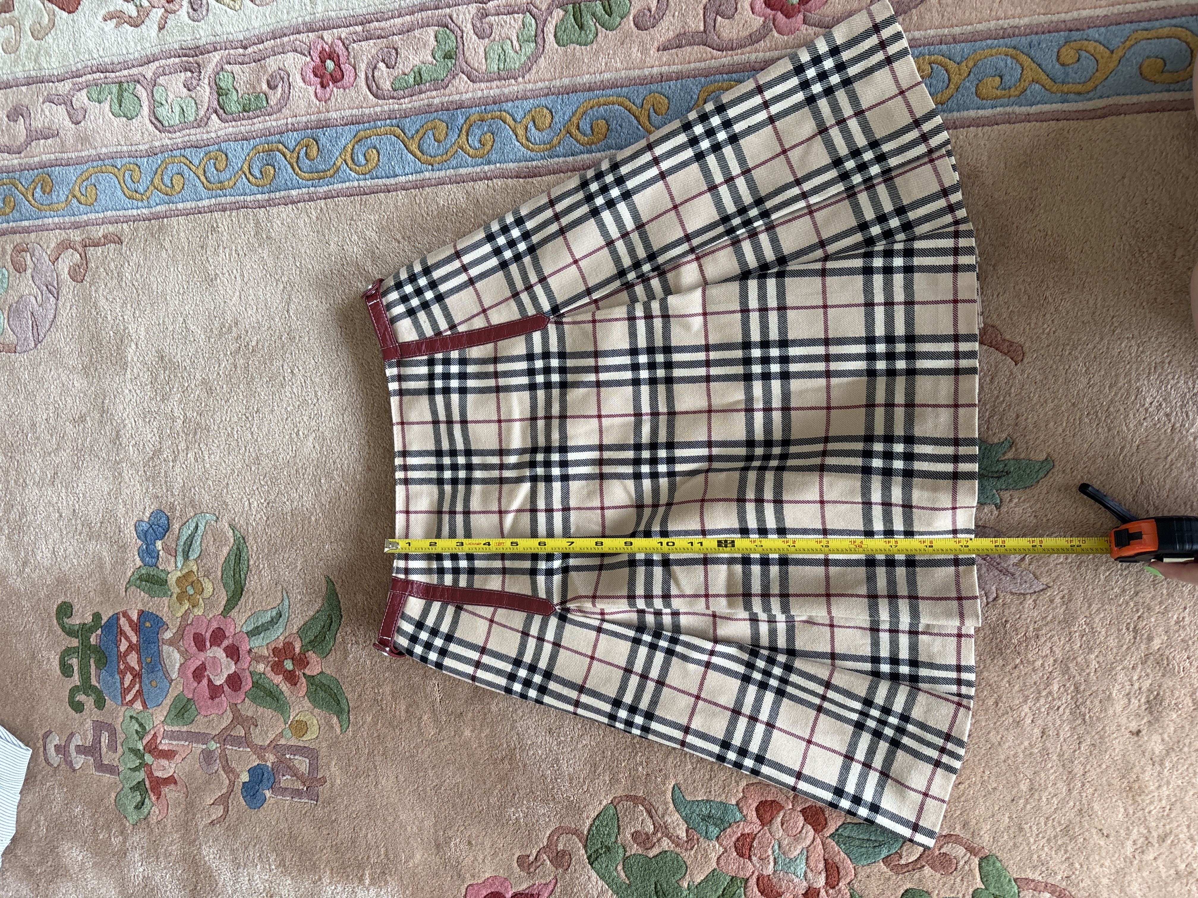 Burberry London Blue Label Nova Check Wool Pleated Mini Skirt