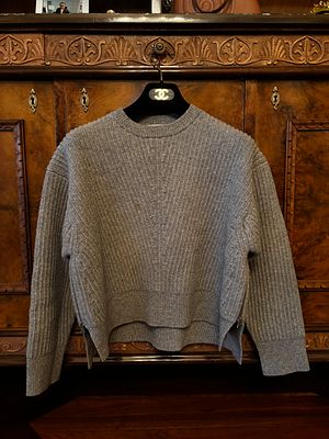 Acne Studios Java L-Wool Ribbed Crewneck Sweater in Grey Heather Size XXS. This contemporary 