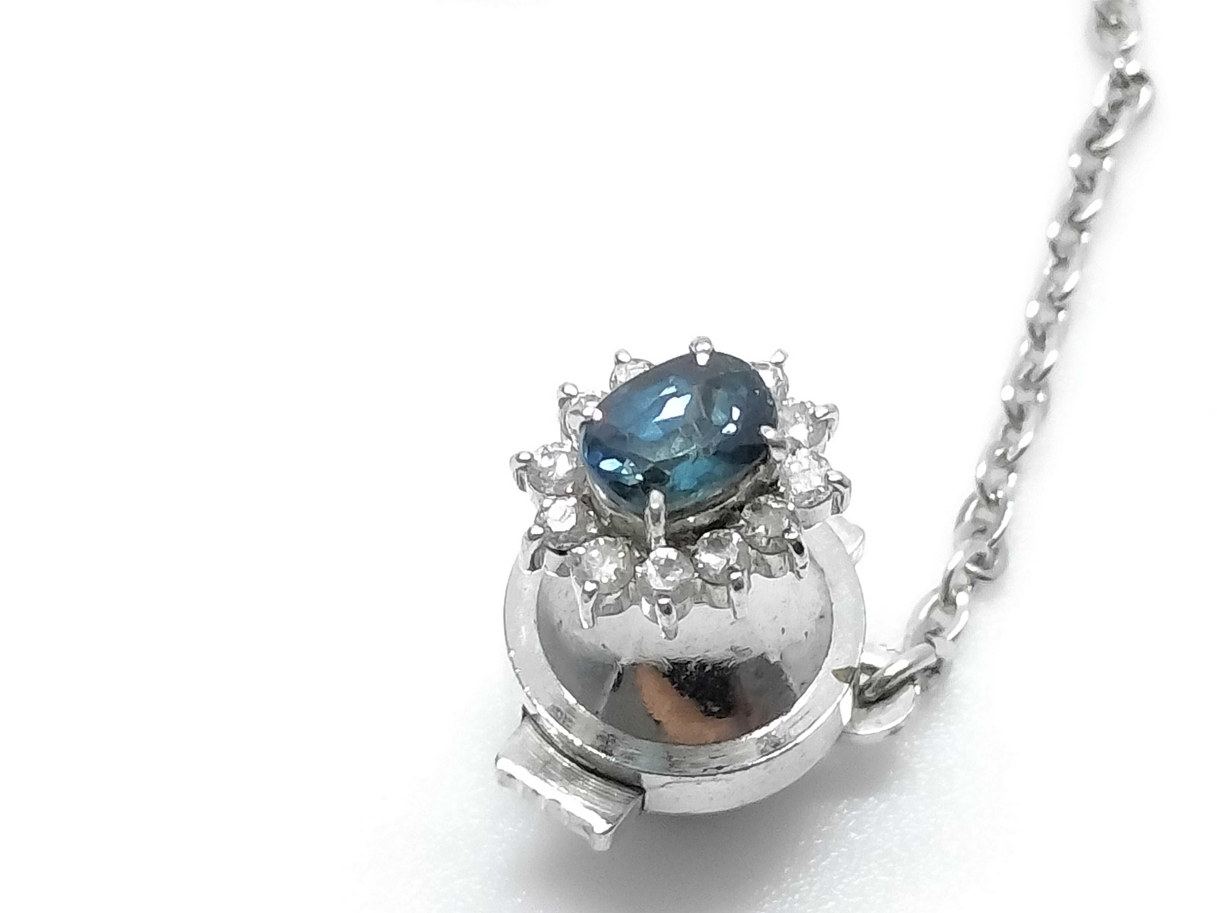 Platinum Sapphire and Diamond Halo Tie Tack with Safety Chain