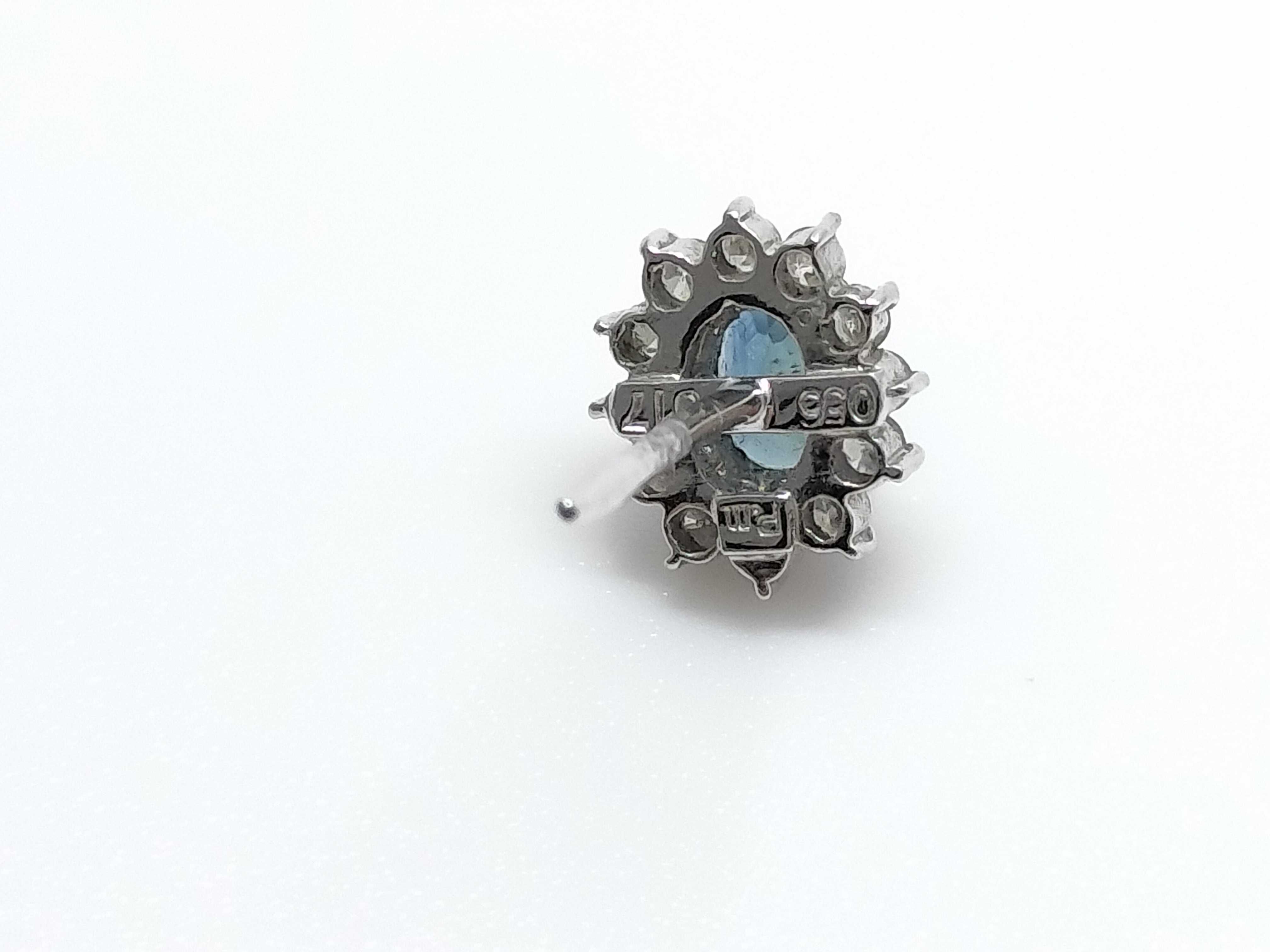 Platinum Sapphire and Diamond Halo Tie Tack with Safety Chain