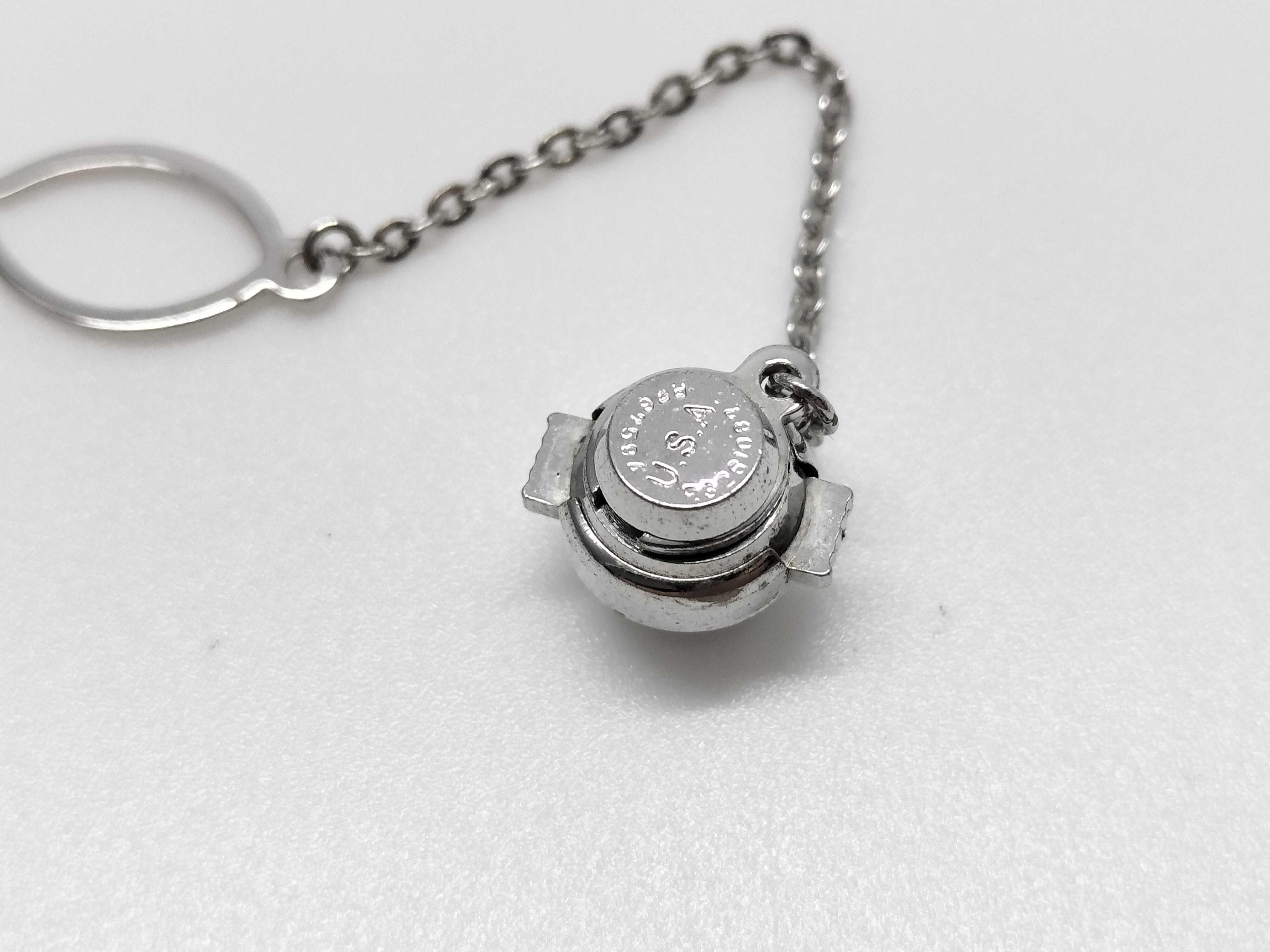Platinum Sapphire and Diamond Halo Tie Tack with Safety Chain