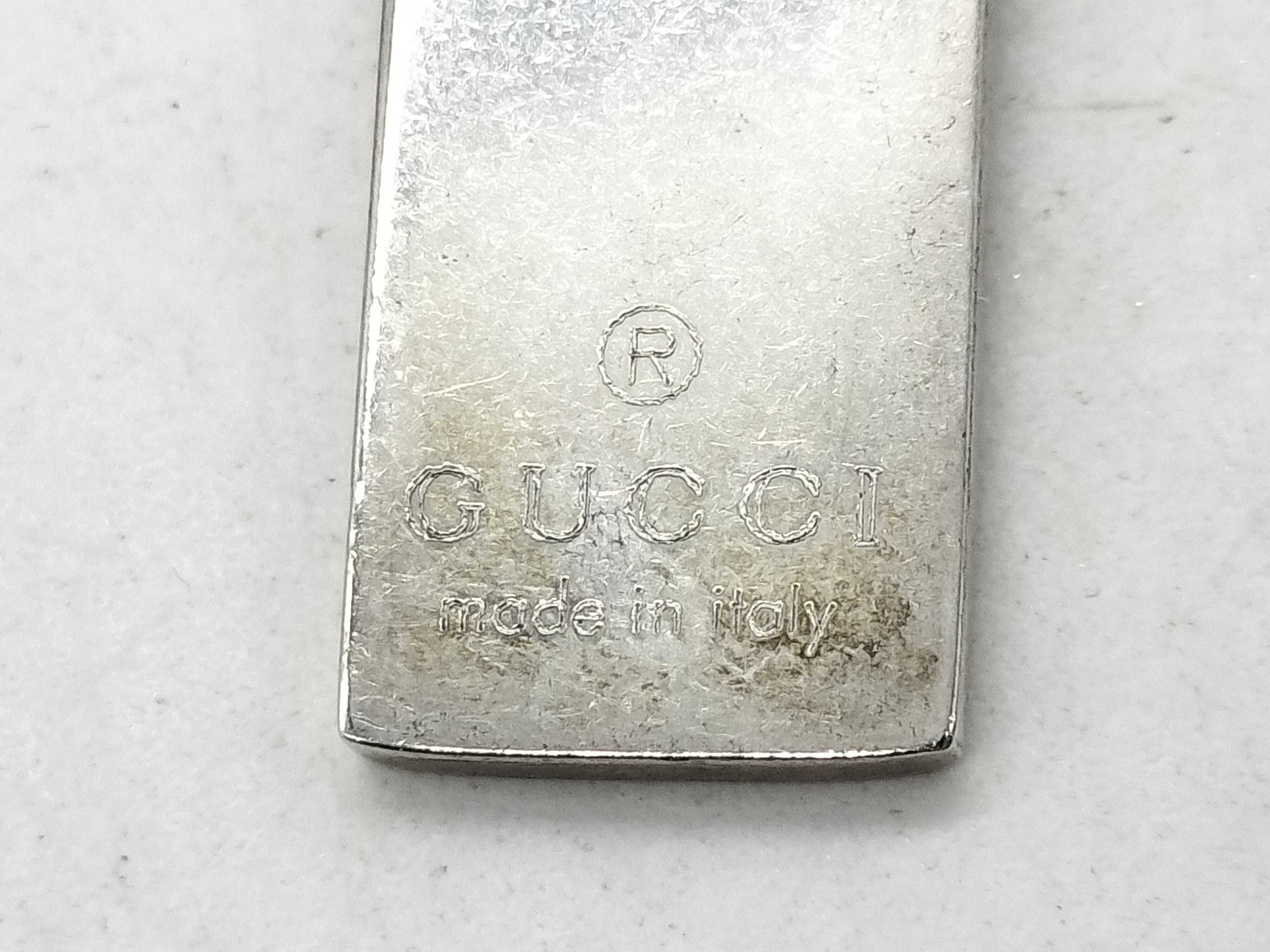 Gucci Sterling Silver Bar Tag Pendant Necklace