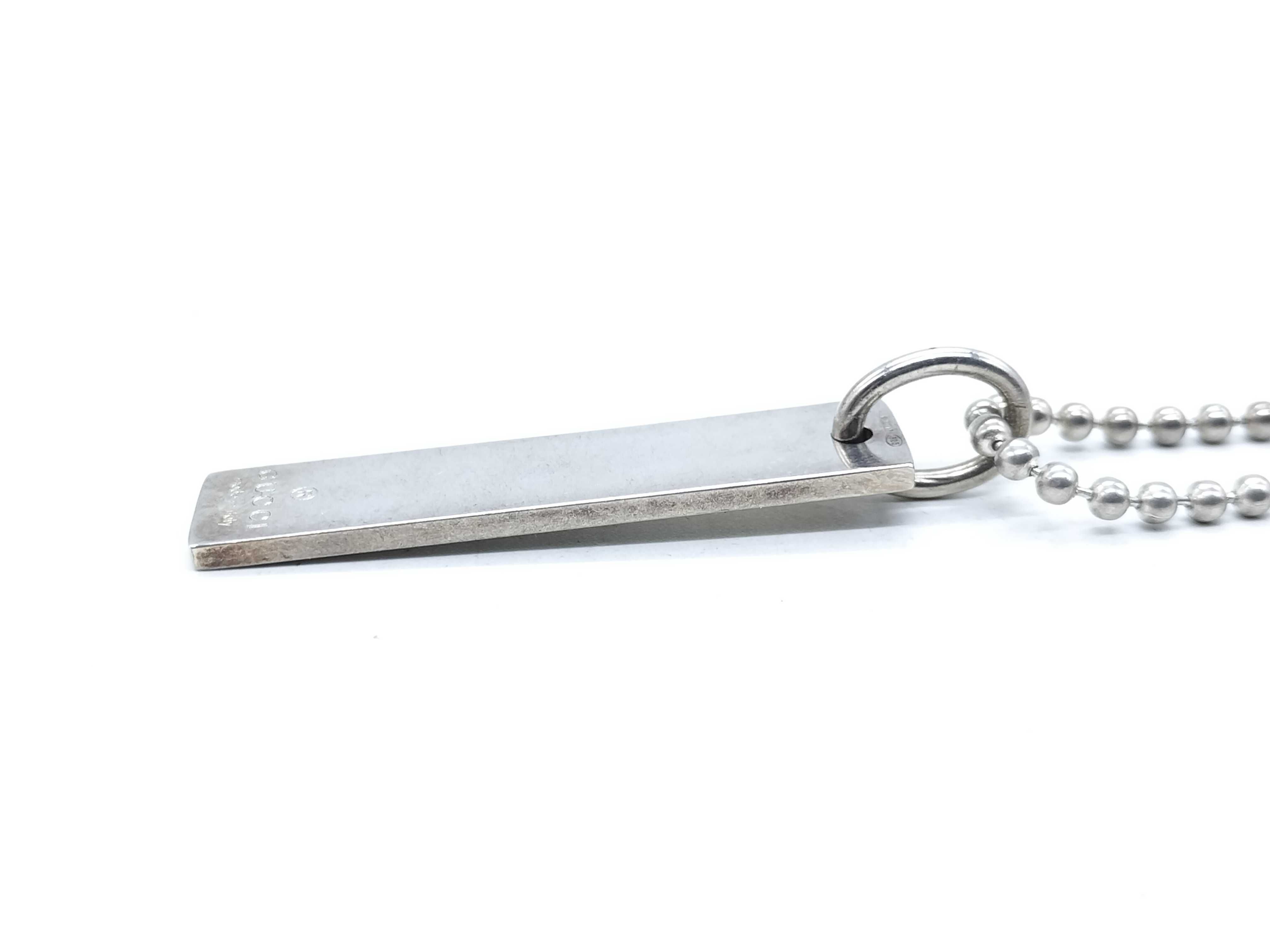 Gucci Sterling Silver Bar Tag Pendant Necklace