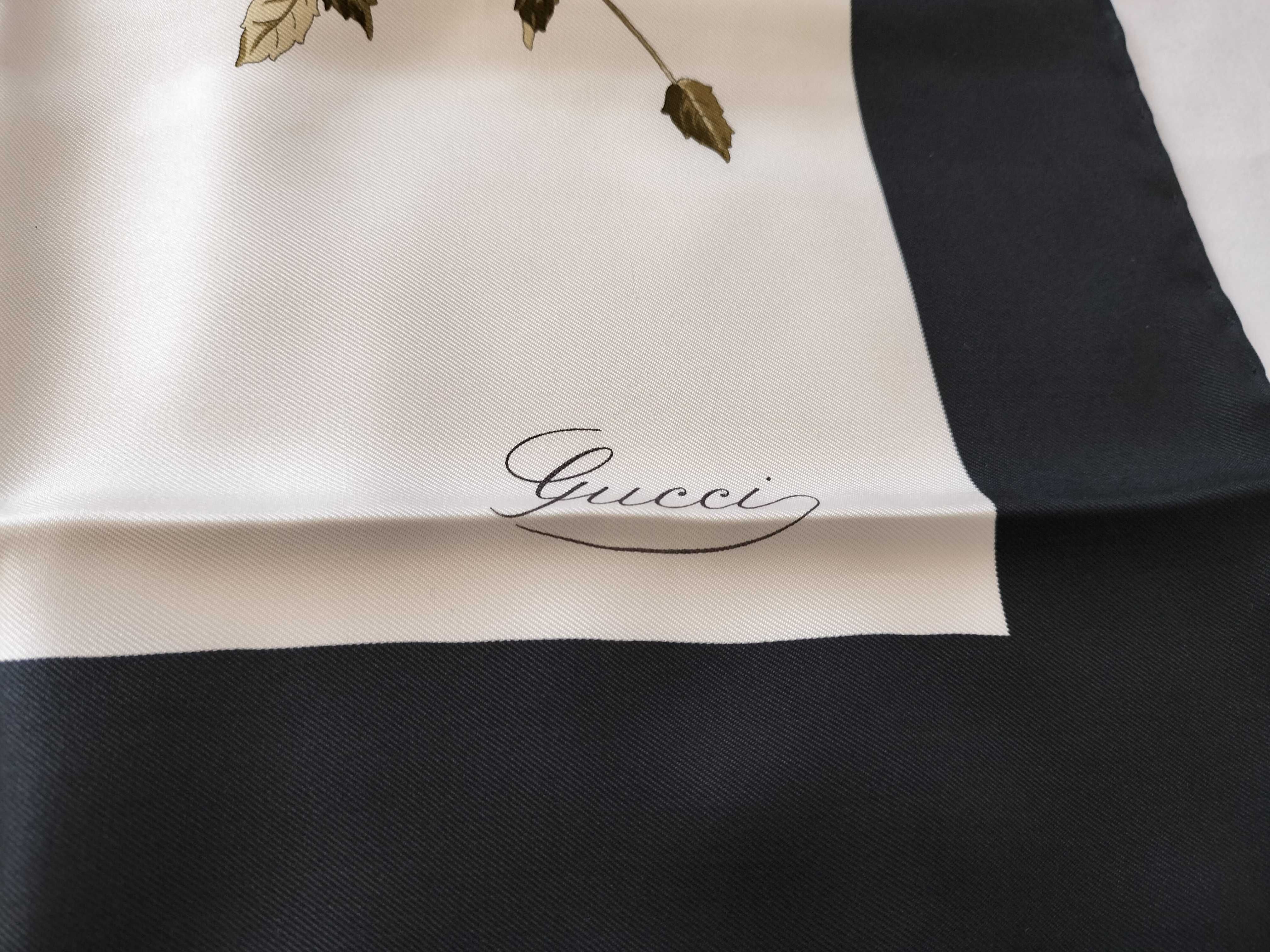 Gucci Vintage Flora Pattern Silk Square Scarf