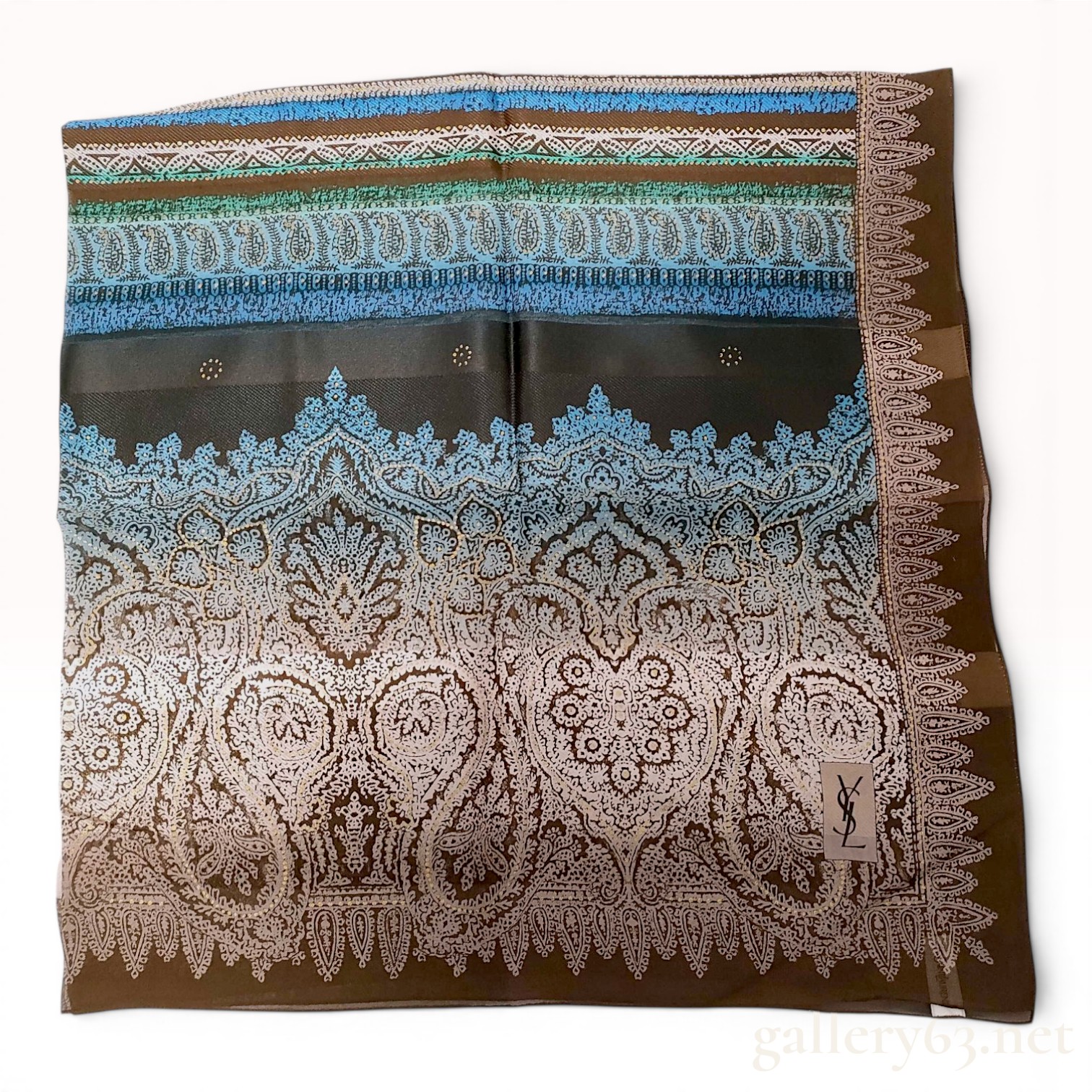Yves Saint Laurent Silk Paisley and Geometric Scarf