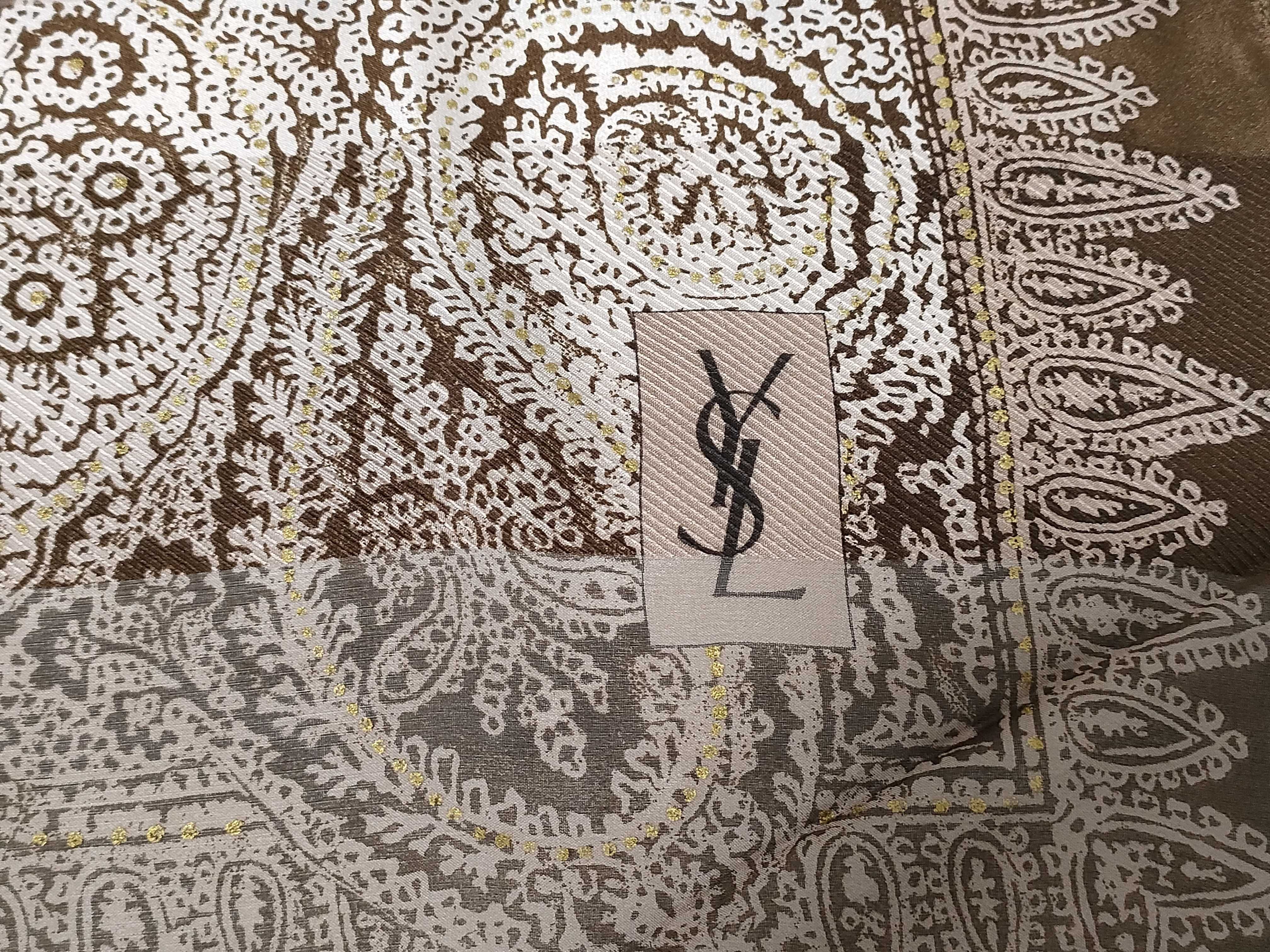 Yves Saint Laurent Silk Paisley and Geometric Scarf