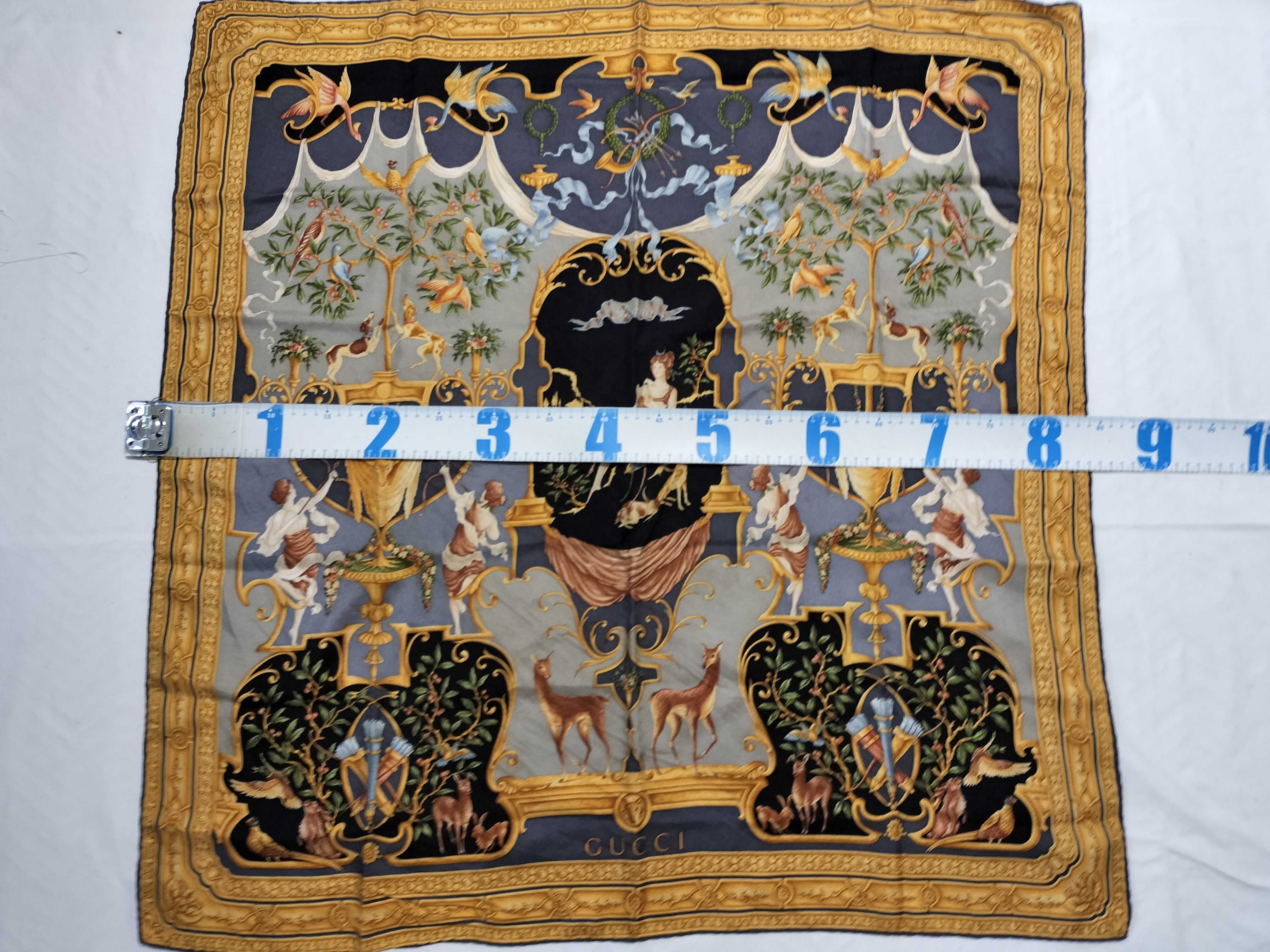 Two Vintage Gucci Silk Twill Scarves