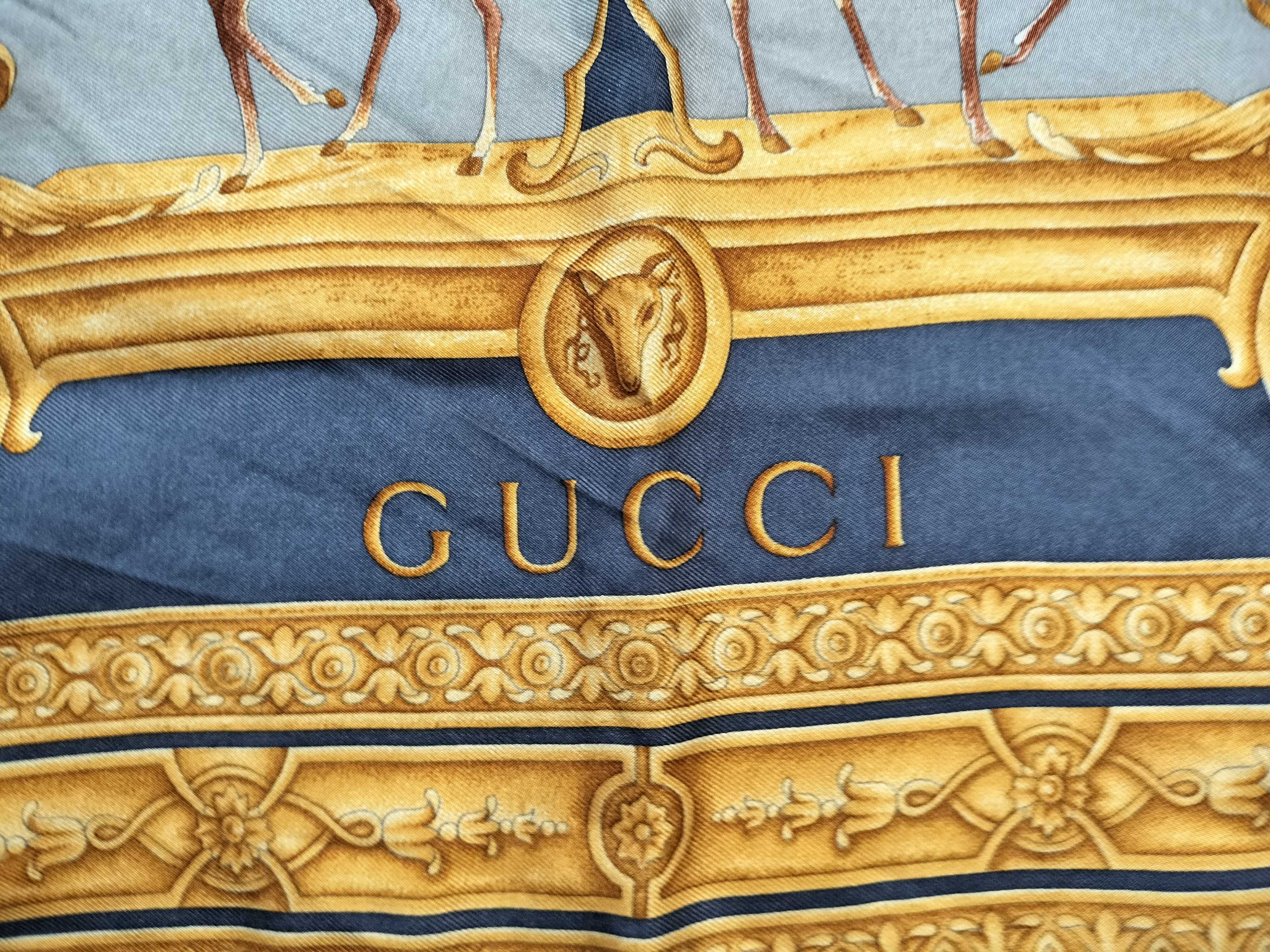 Two Vintage Gucci Silk Twill Scarves