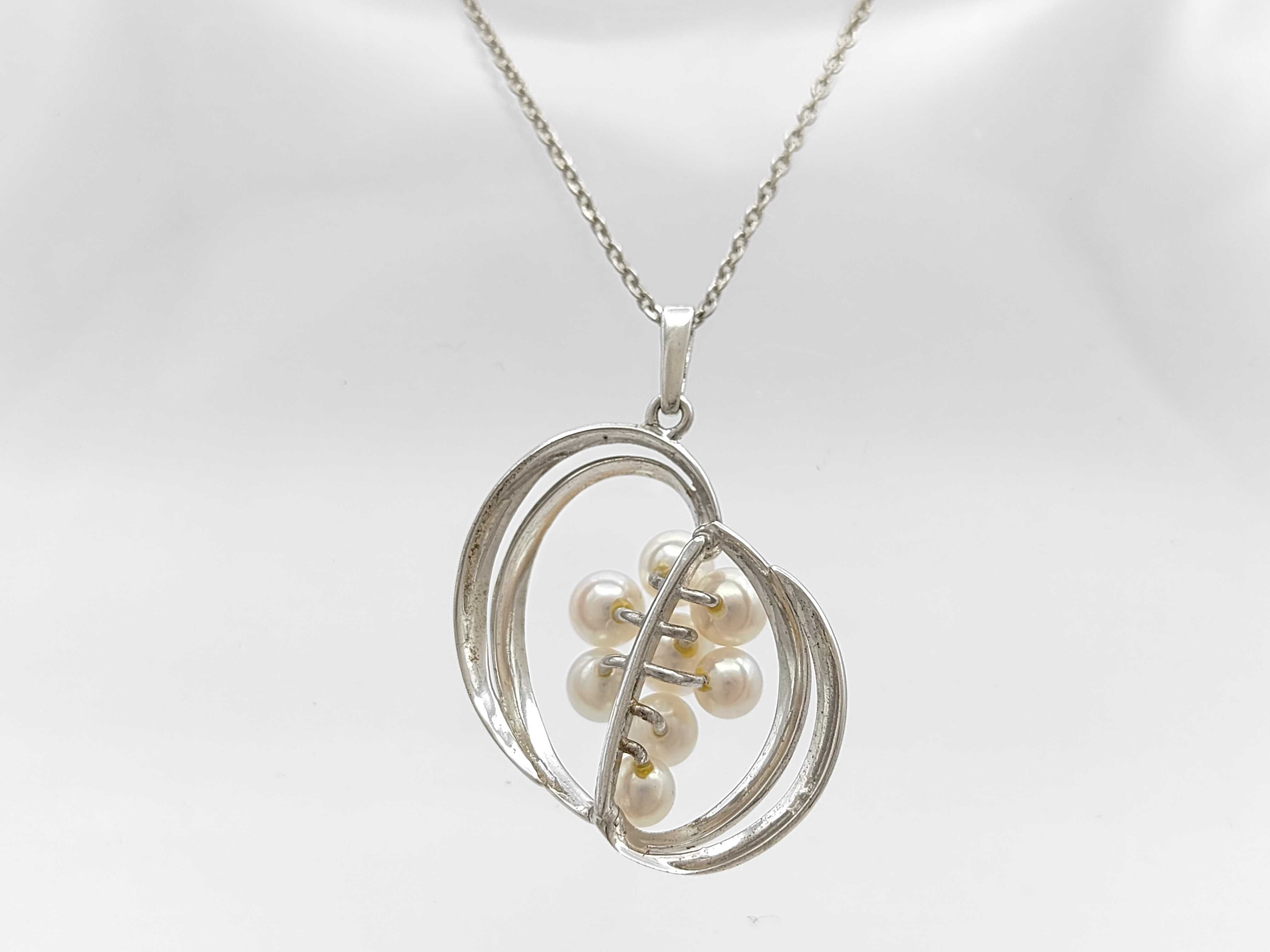 Mikimoto Sterling Silver and Cultured Pearl Grape Cluster Pendant Necklace