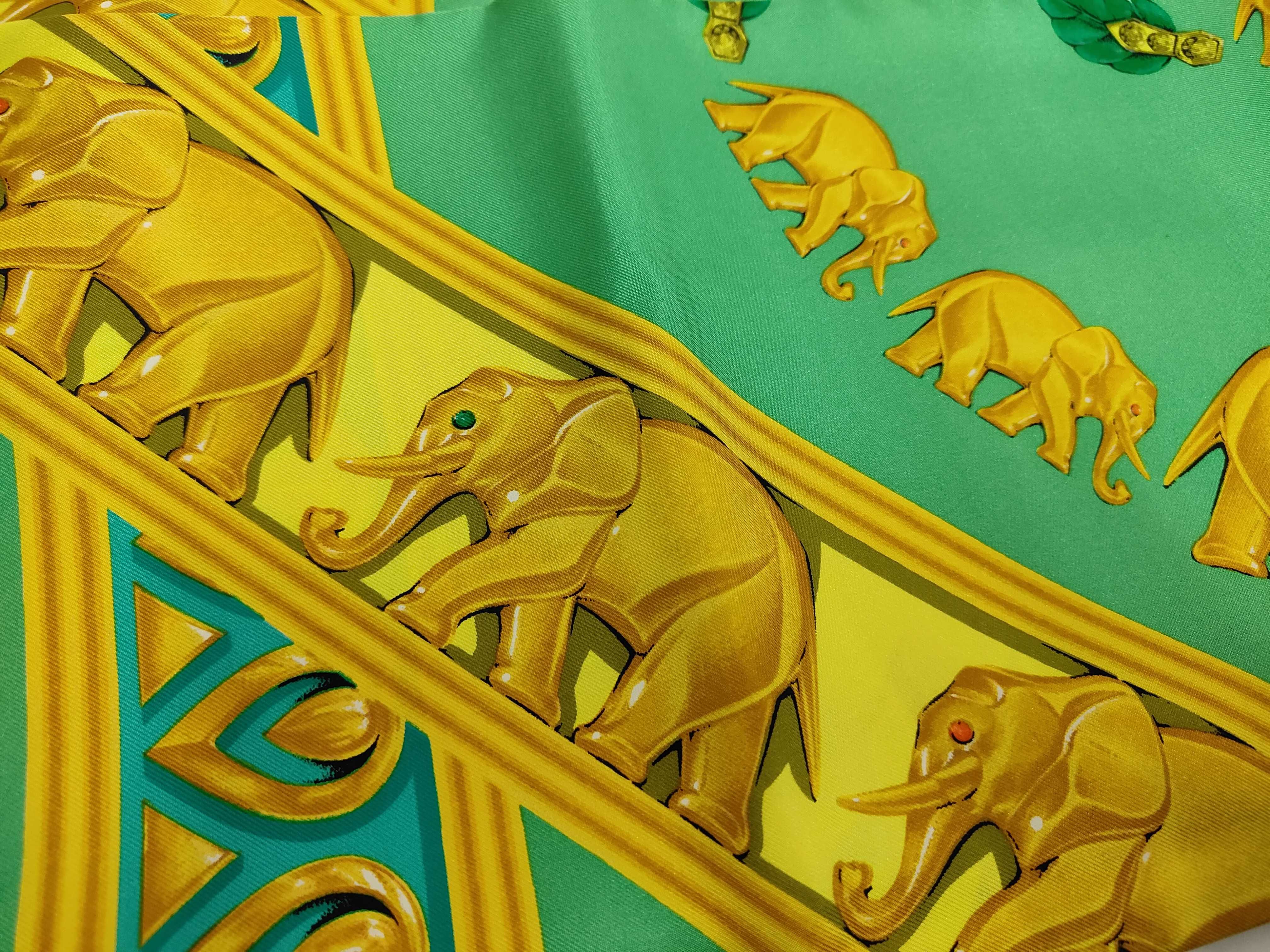 Must de Cartier La Route des Indes Silk Twill Scarf with Elephant Motif 85cm
