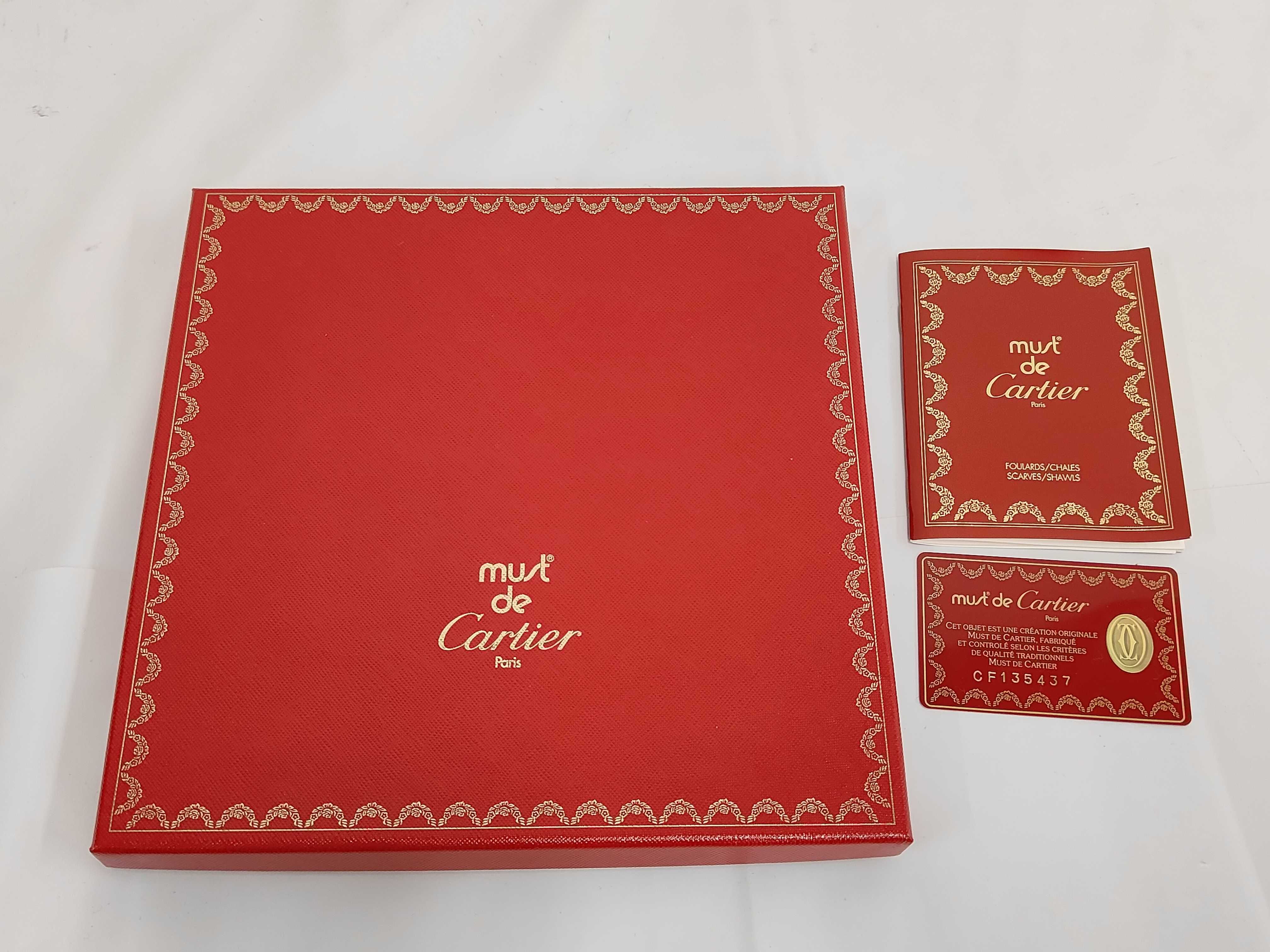 Must de Cartier La Route des Indes Silk Twill Scarf with Elephant Motif 85cm