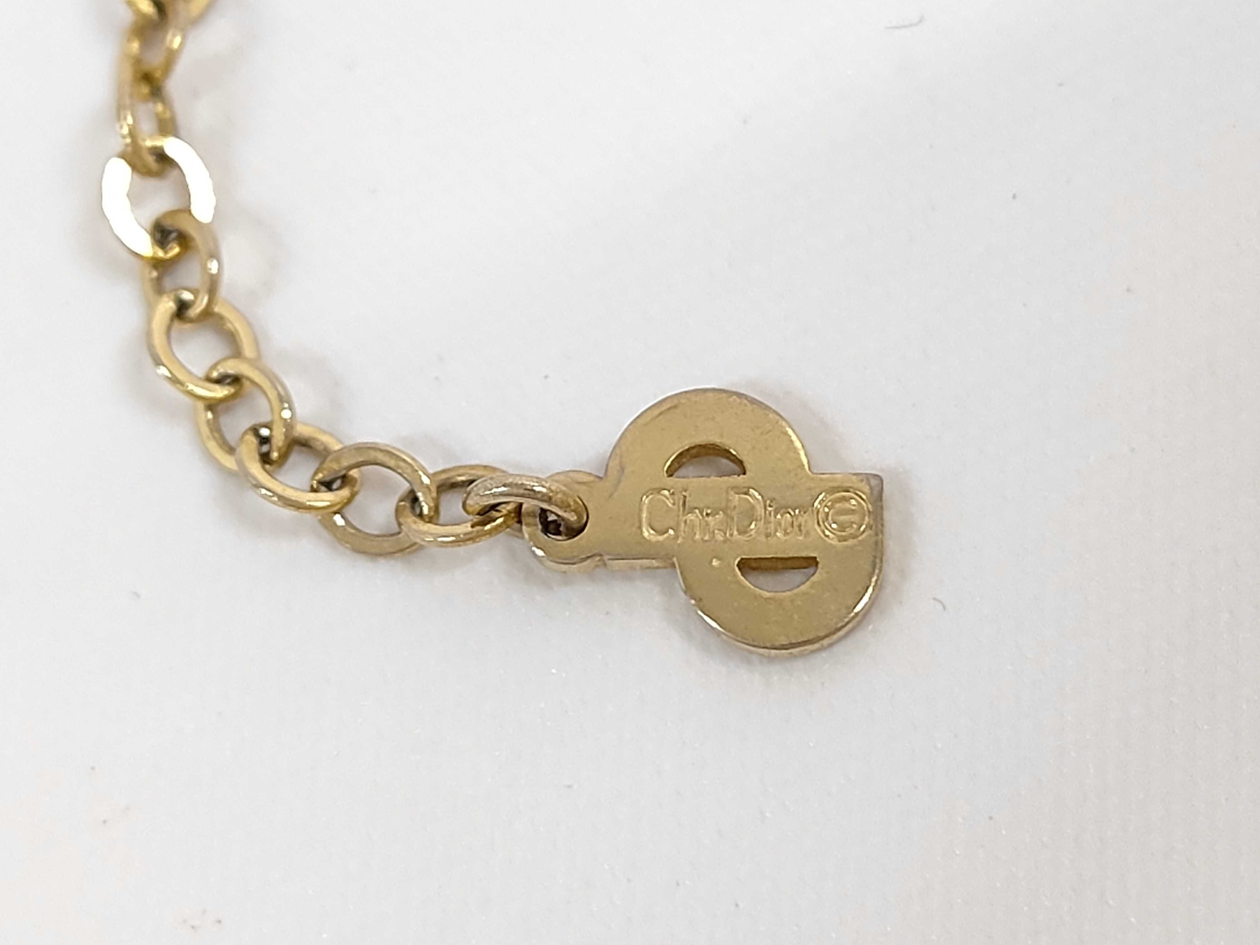 Christian Dior Vintage Gold-Plated and Carved Pink Glass Flower Pendant Necklace
