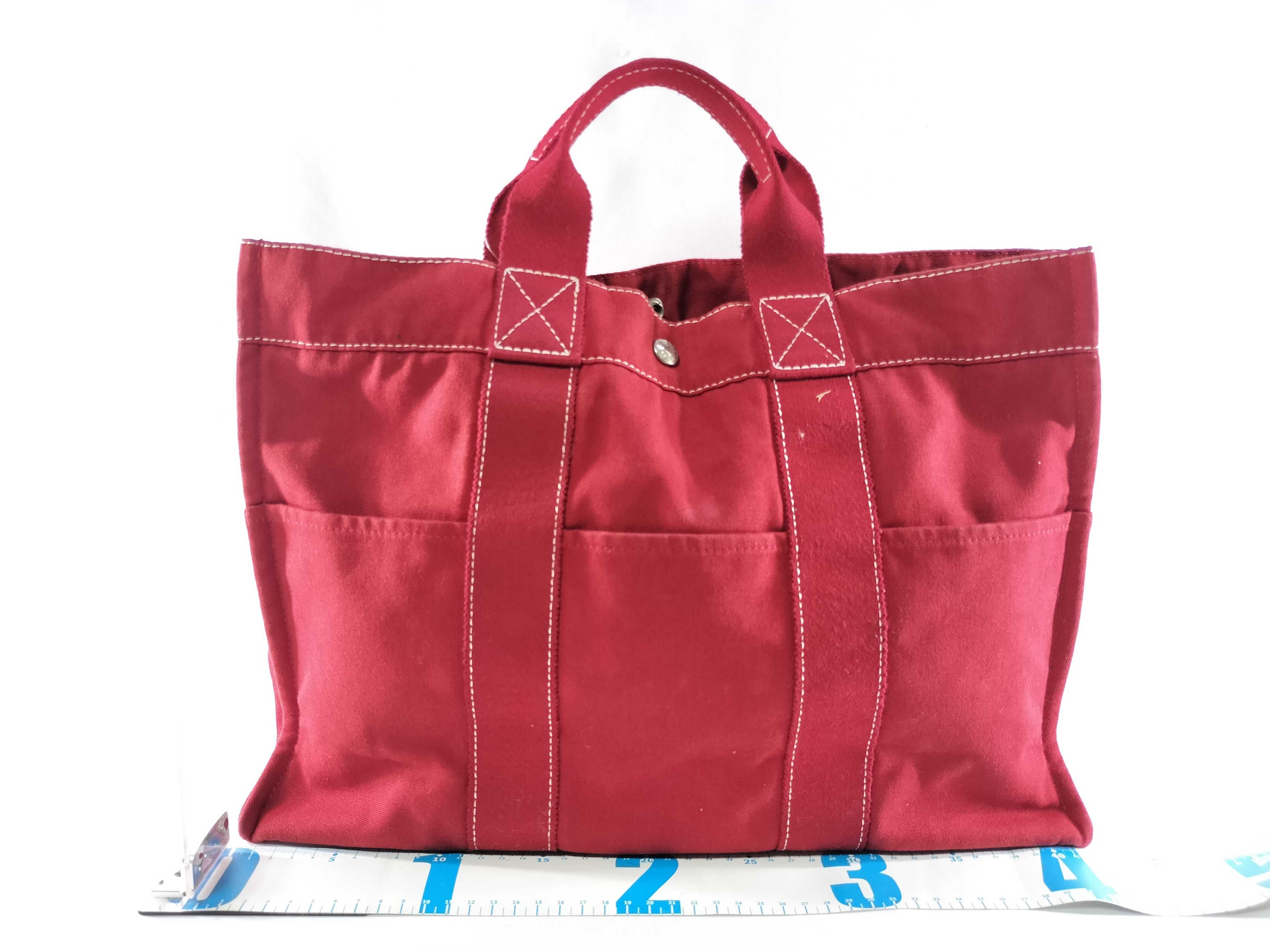 Hermes Fourre-Tout GM Red Canvas Tote Bag