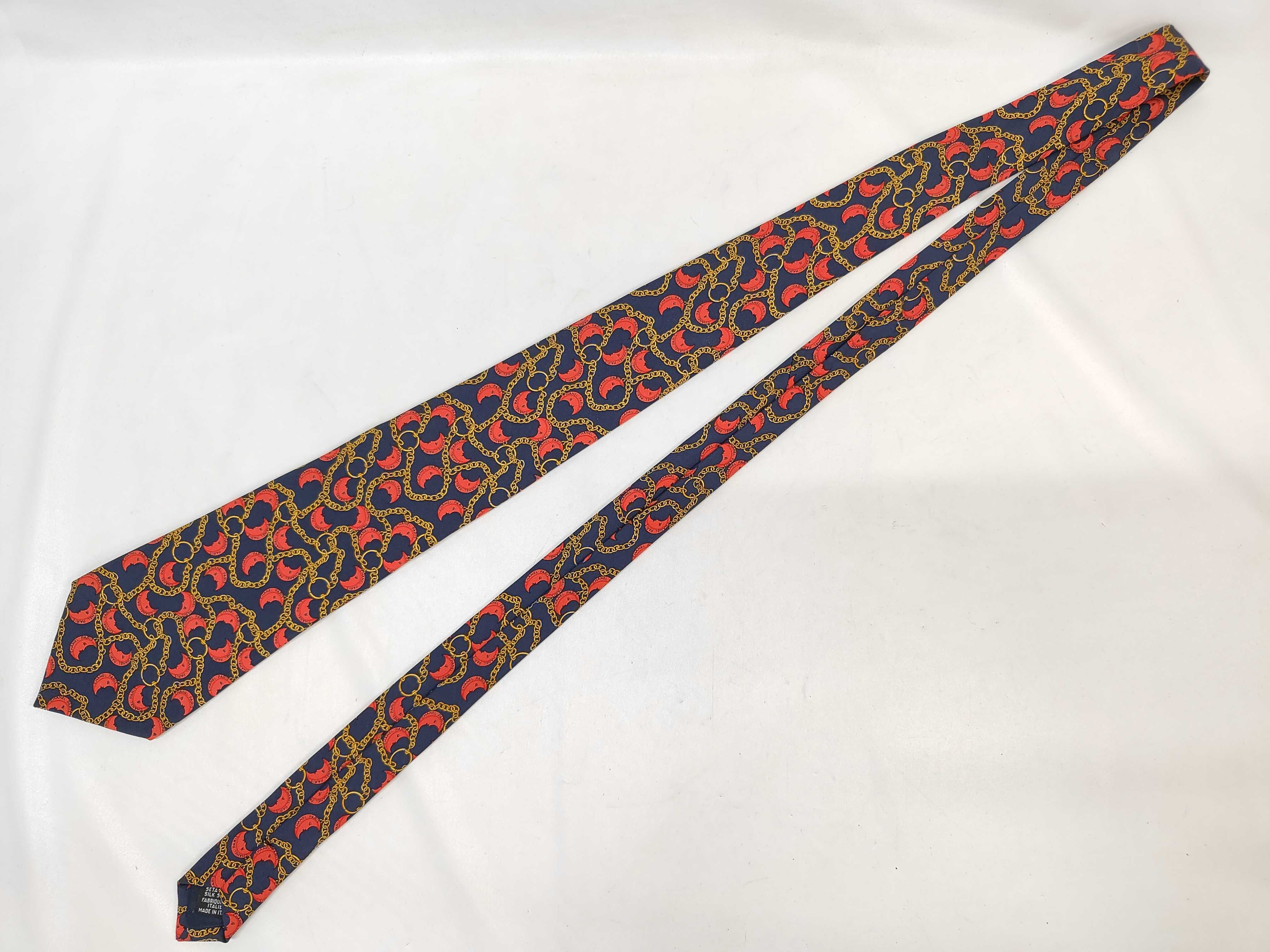 Chanel Vintage Silk Man in the Moon Chain Link Pattern Necktie