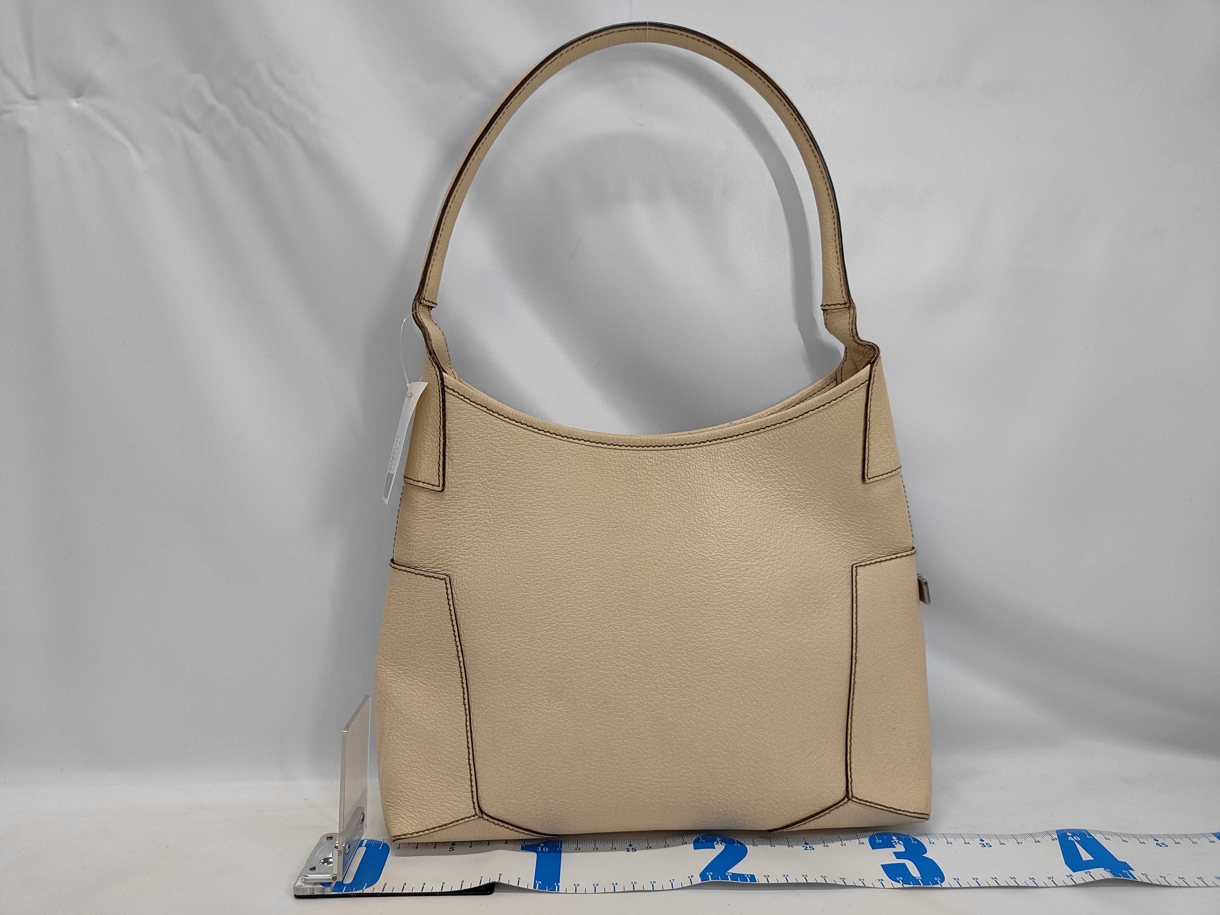 Salvatore Ferragamo Beige Grained Leather Hobo Shoulder Bag