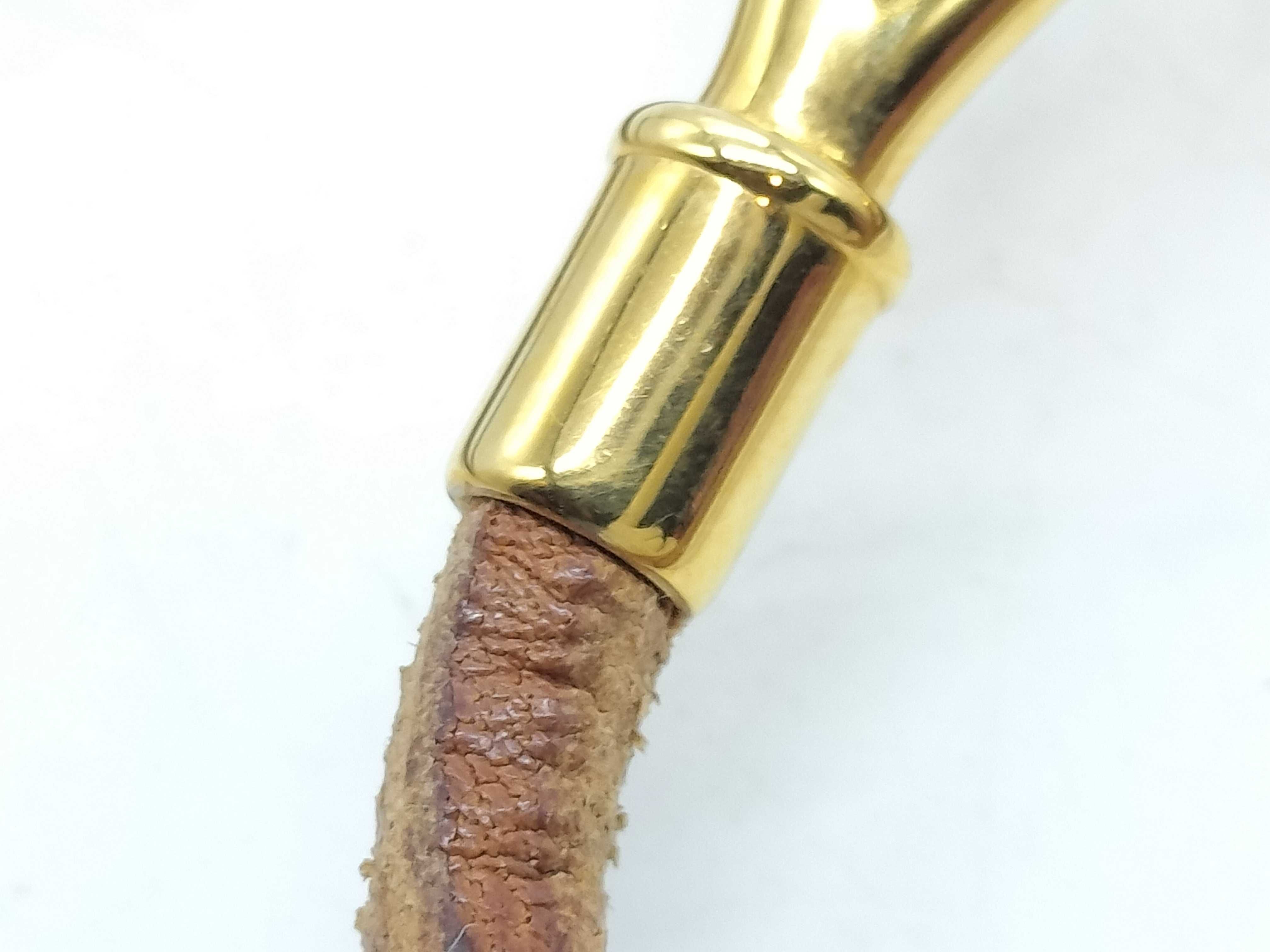 Hermès Jumbo Hook Double Tour Leather and Gold-Tone Bracelet