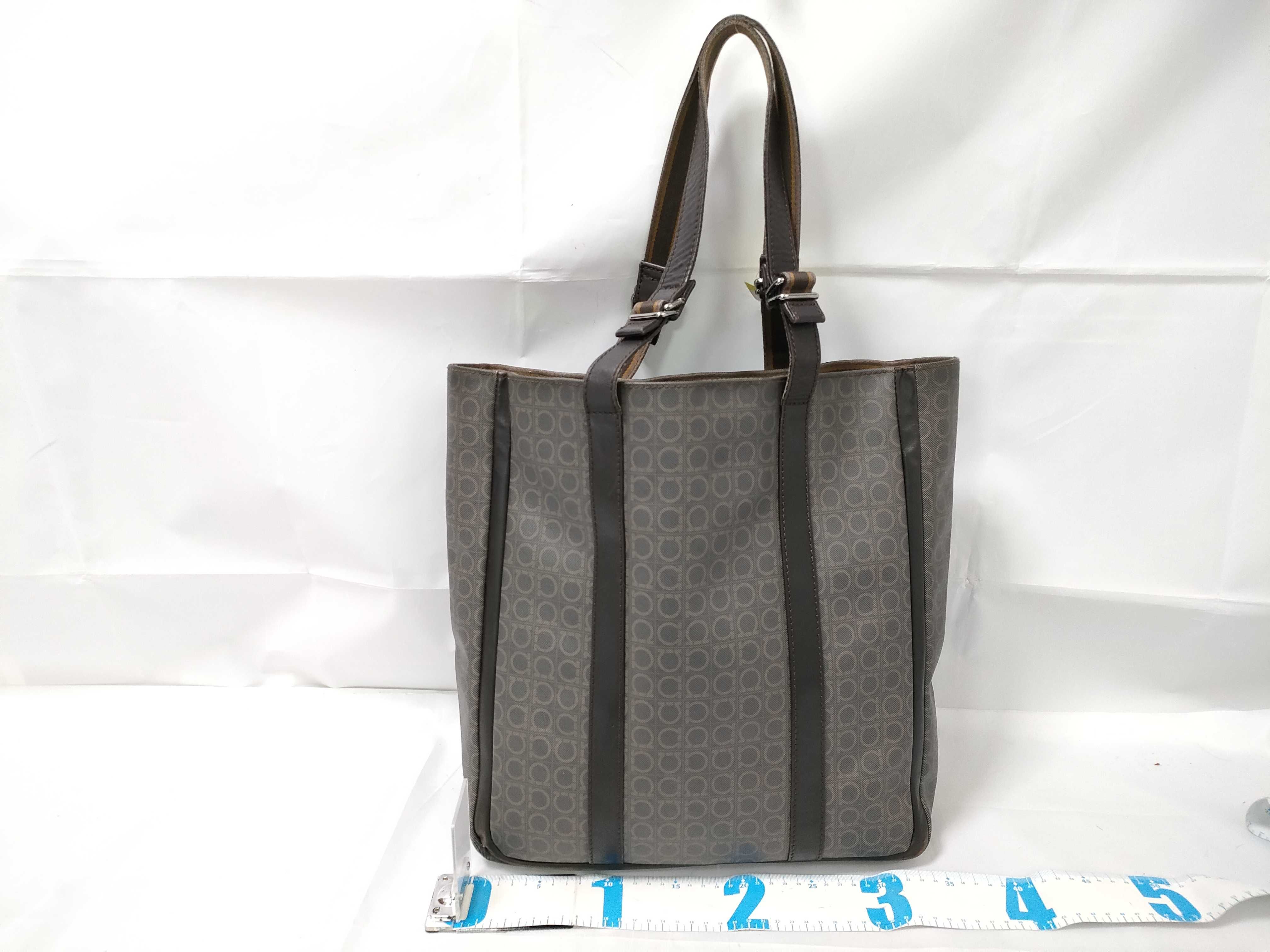 Salvatore Ferragamo Gancini Monogram Coated Canvas and Leather Tote Bag