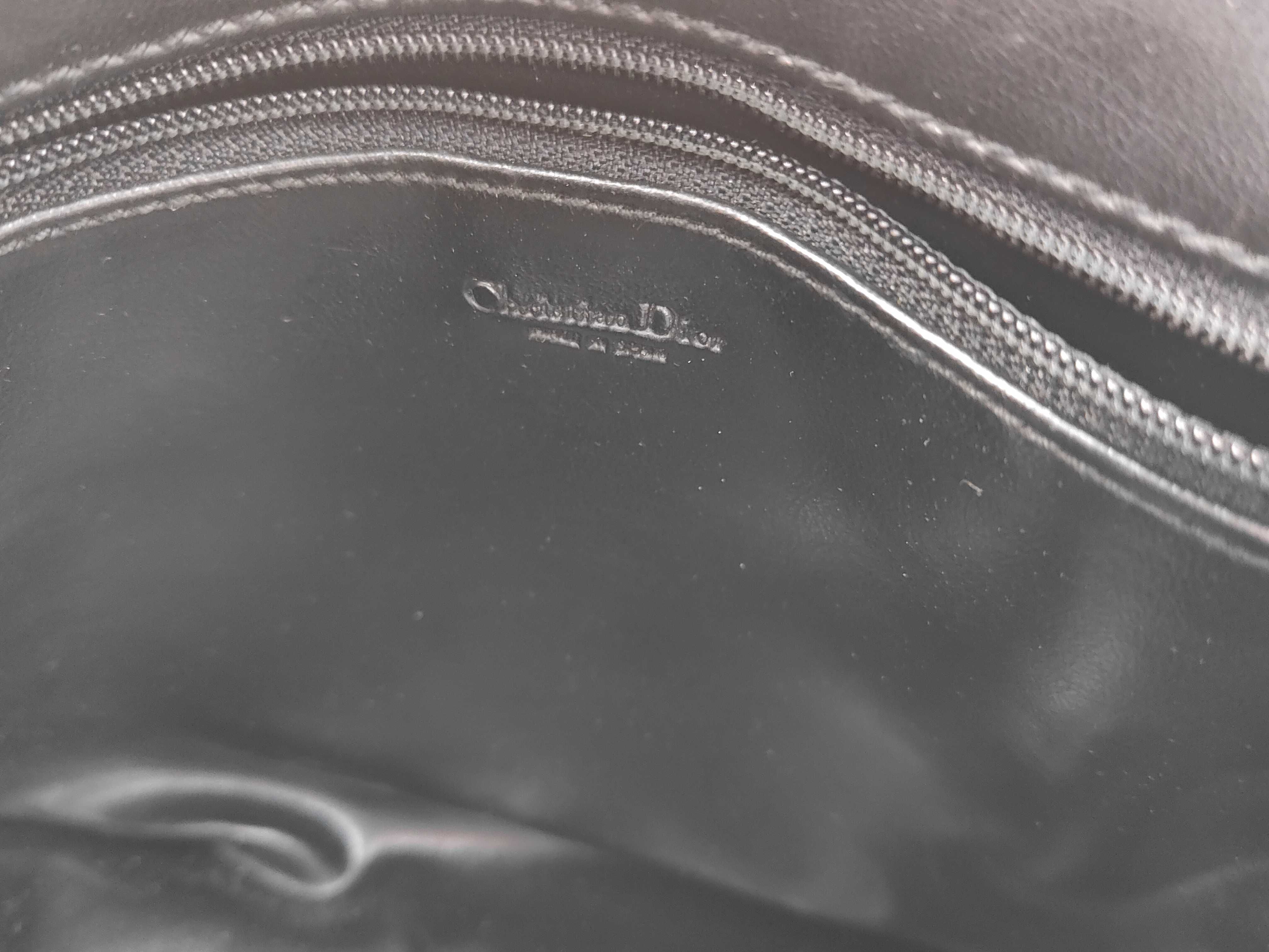 Christian Dior Vintage Black Leather Gathered Bow Clutch Bag