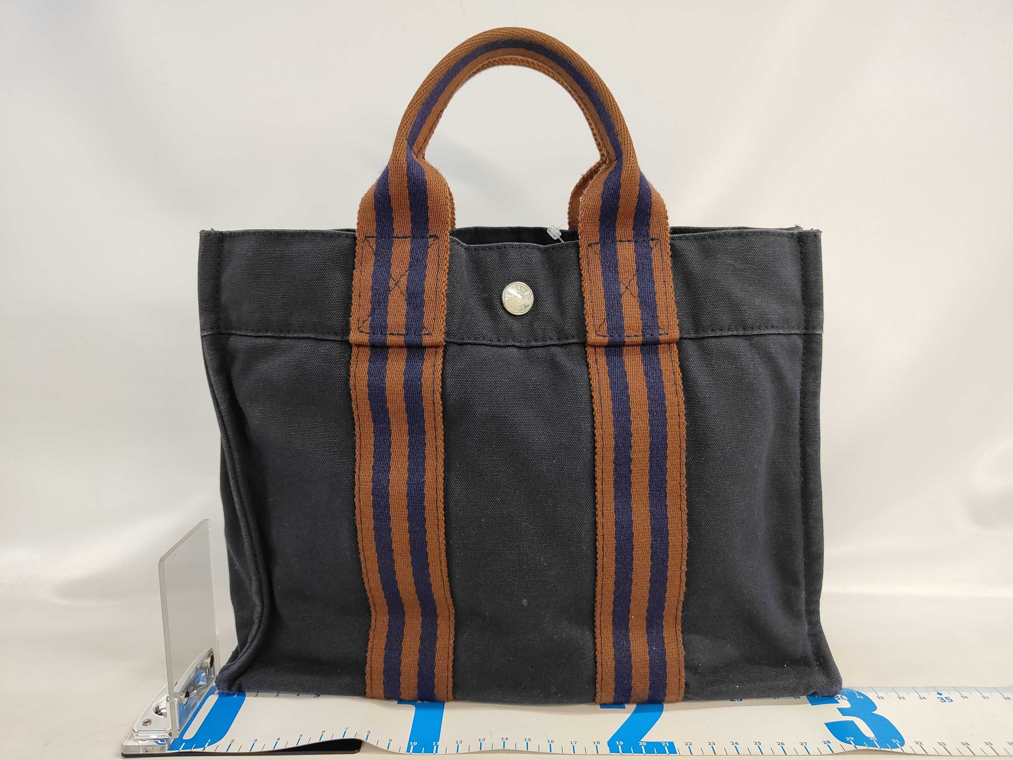 Hermès Navy Blue Canvas Fourre-Tout PM Tote Bag