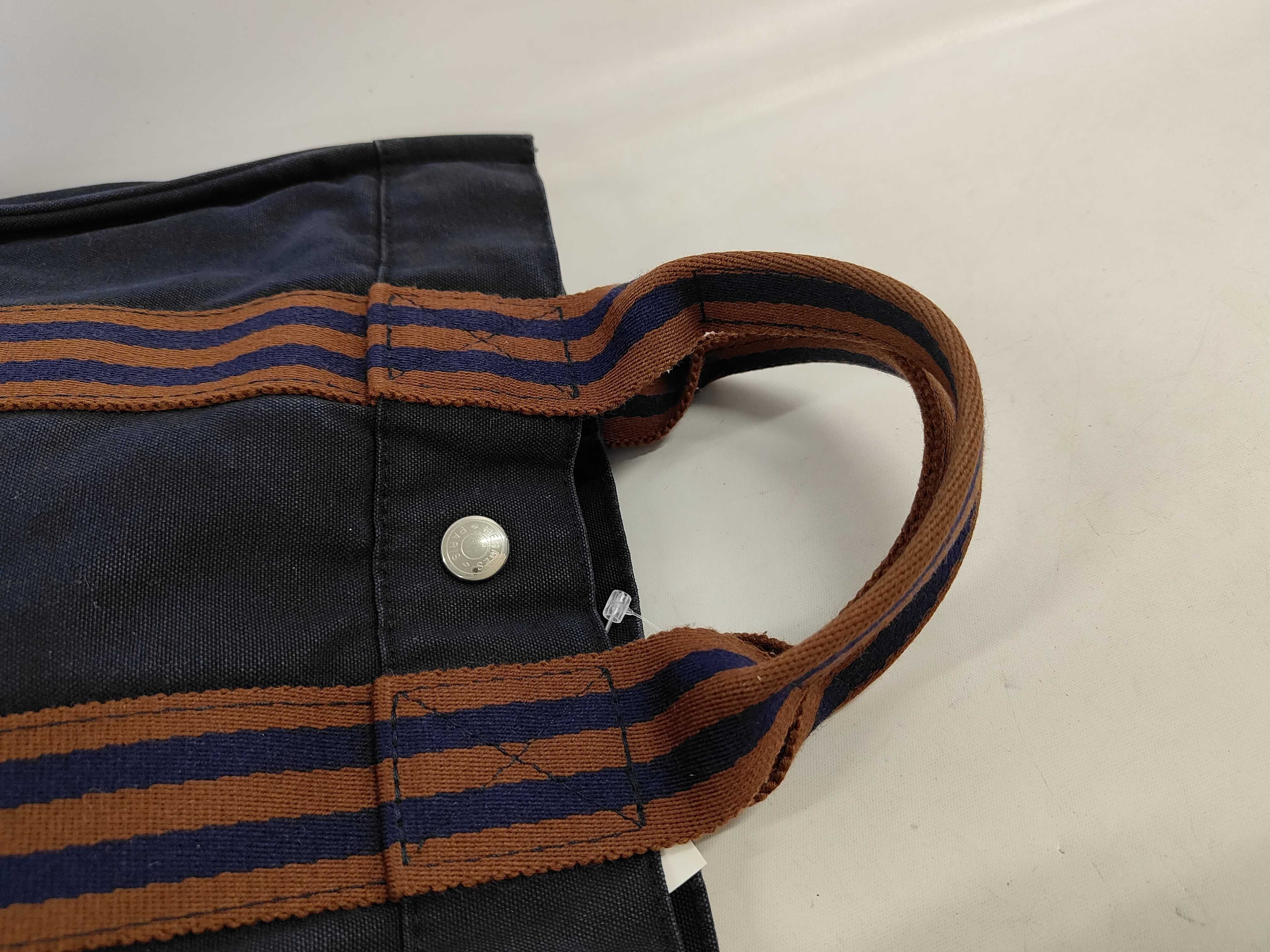 Hermès Navy Blue Canvas Fourre-Tout PM Tote Bag