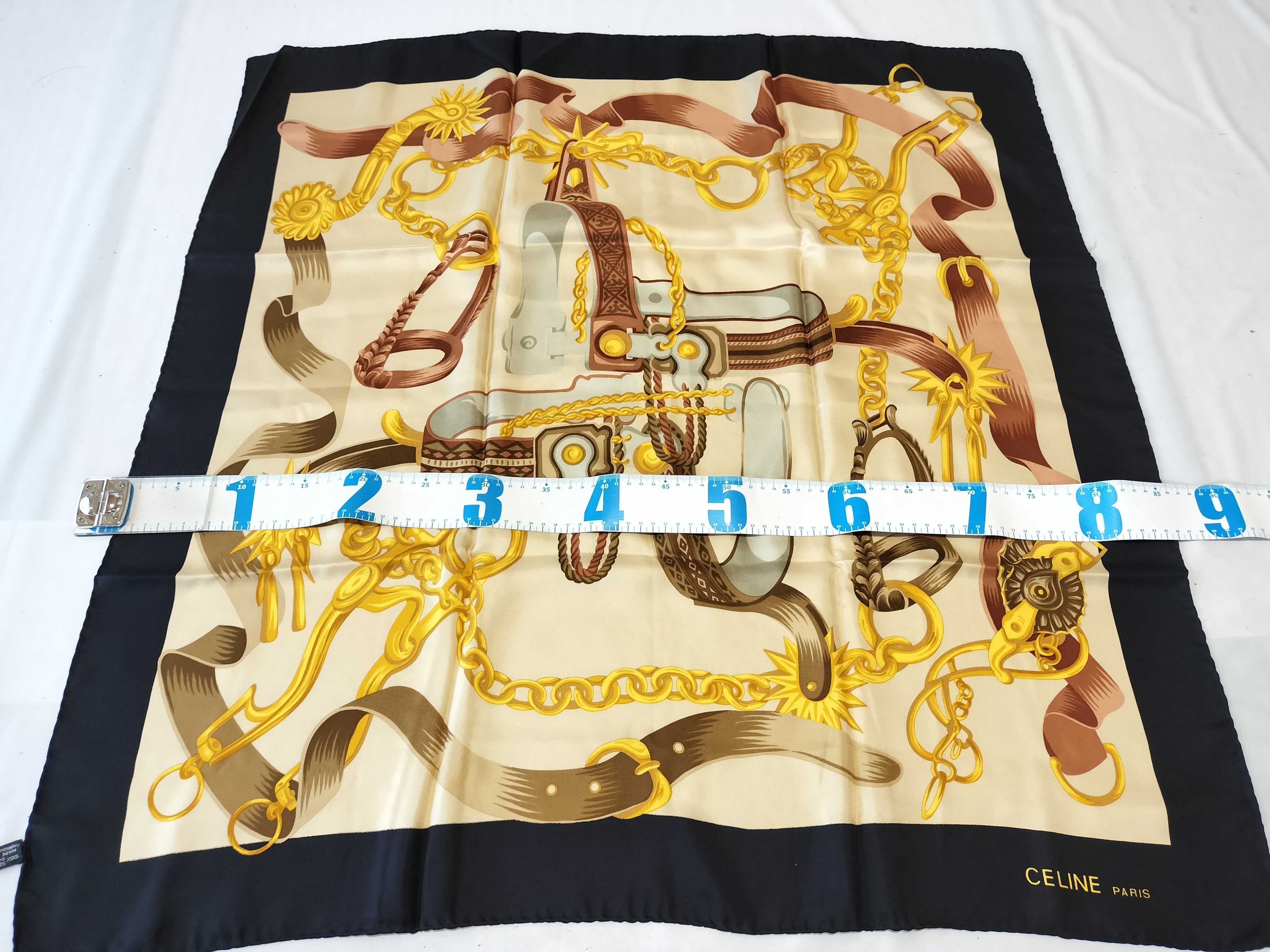 Celine Paris Silk Equestrian Motif Square Scarf