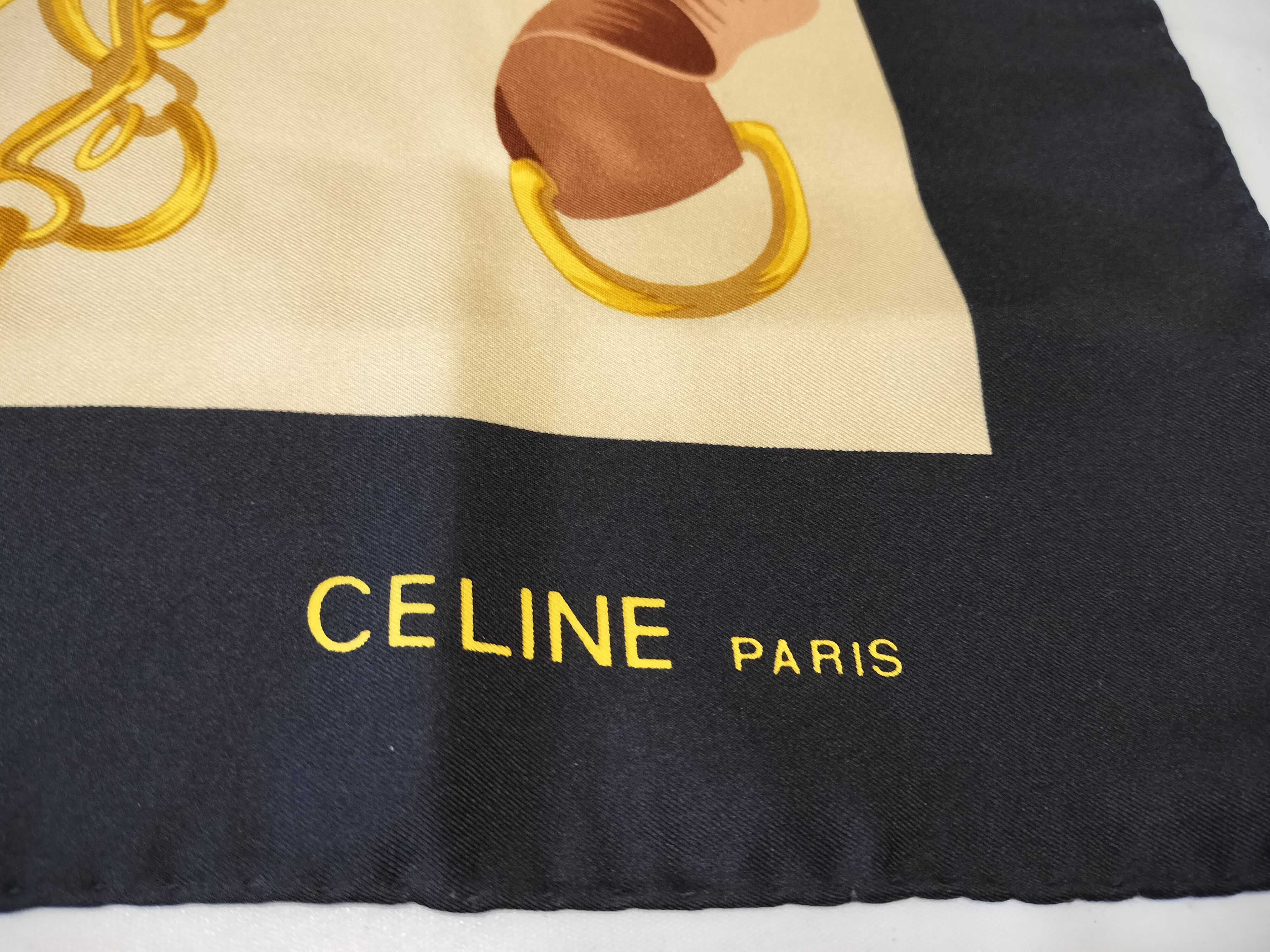 Celine Paris Silk Equestrian Motif Square Scarf