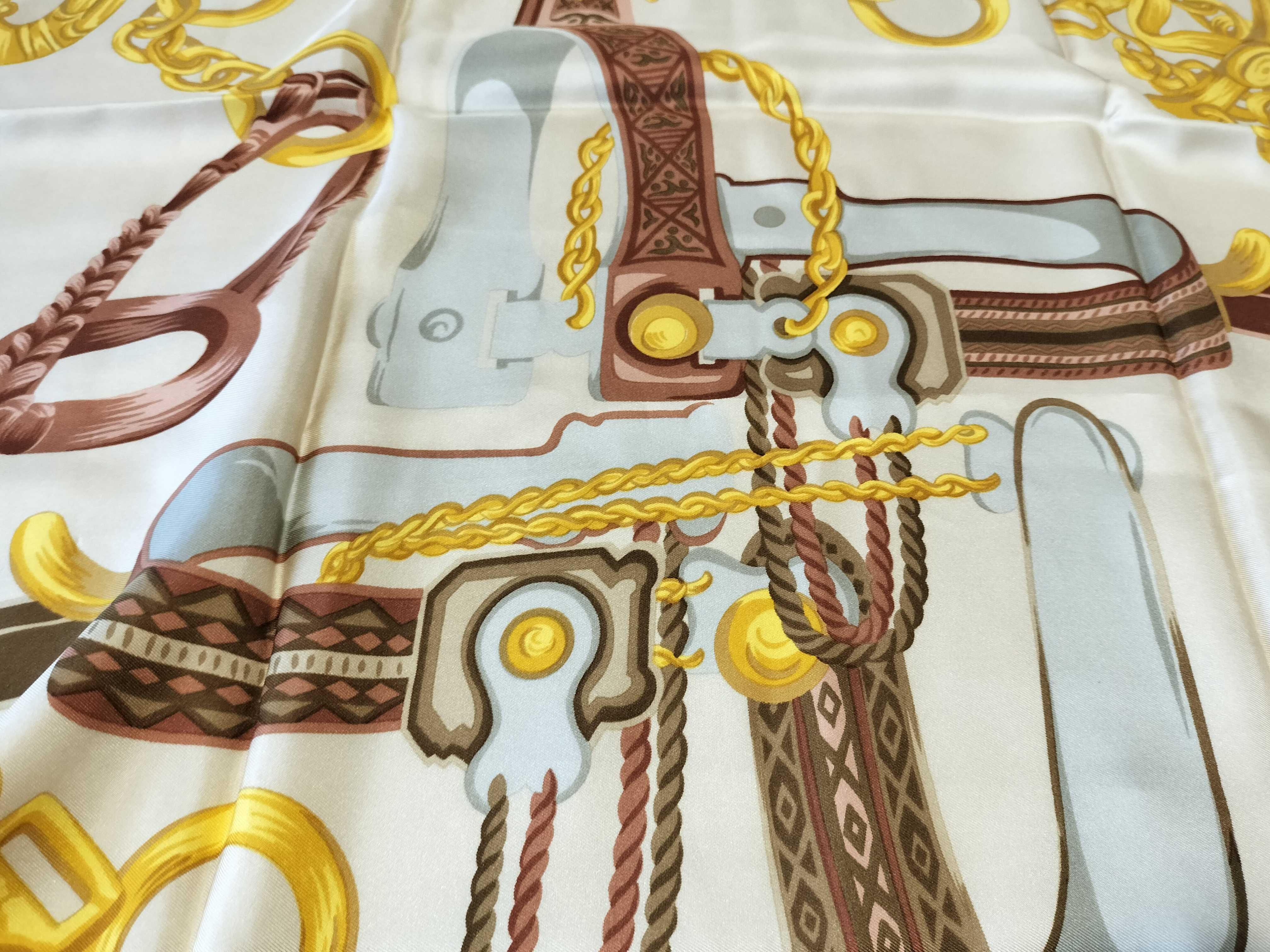 Celine Paris Silk Equestrian Motif Square Scarf