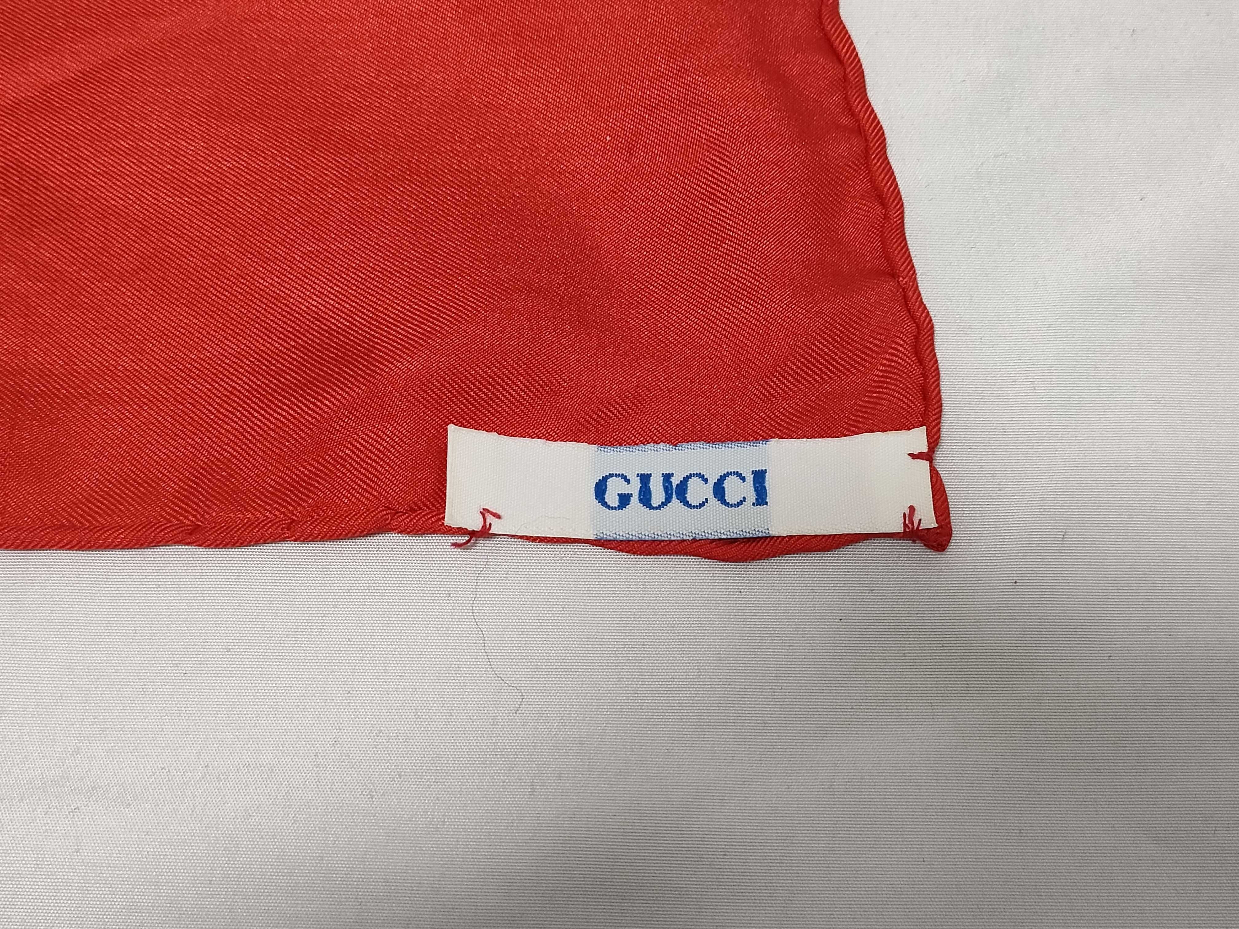 Gucci Silk Flora Print Foulard with Red Border